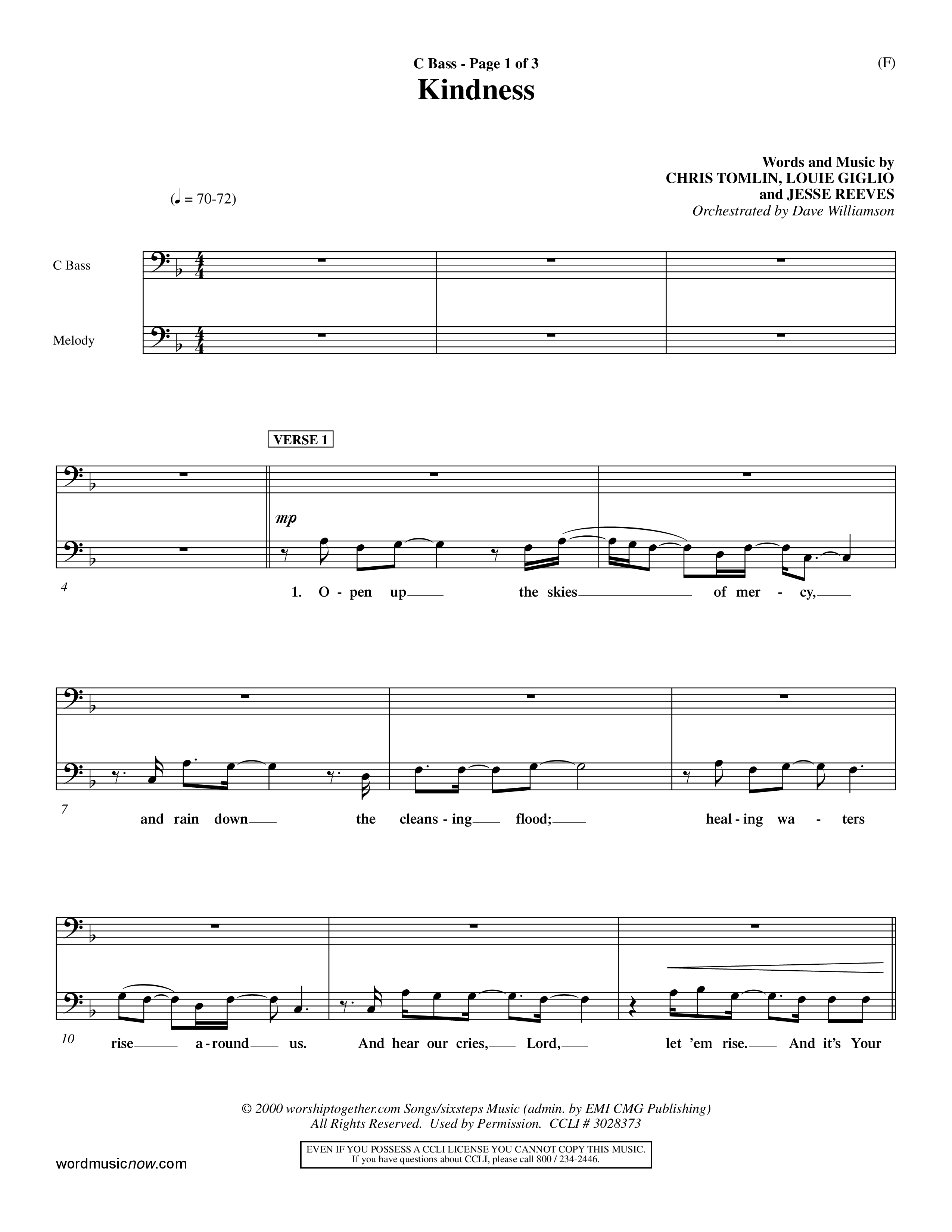 Kindness (Choral Anthem SATB) Contrabass (Word Music Choral / Arr. Dave Williamson)