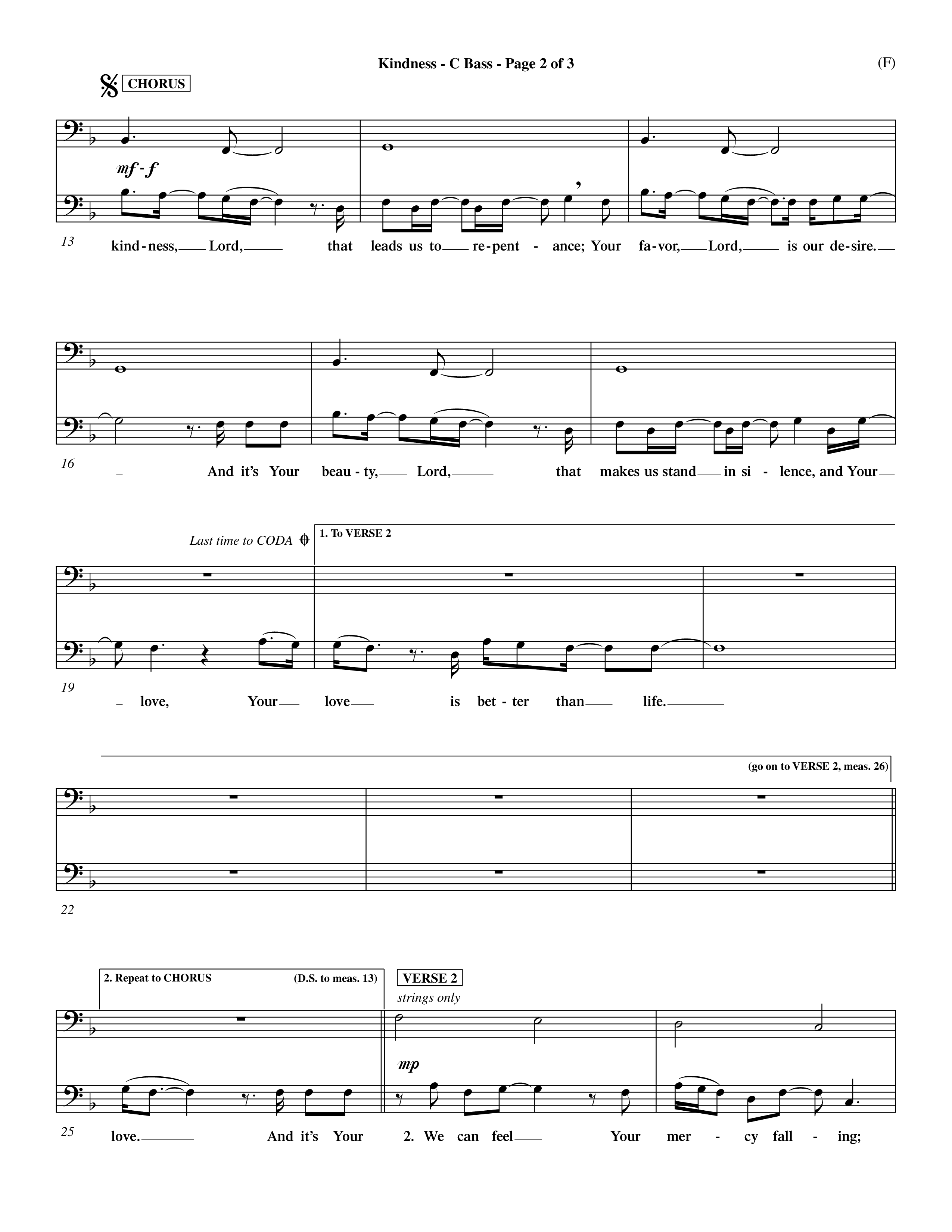 Kindness (Choral Anthem SATB) Contrabass (Word Music Choral / Arr. Dave Williamson)