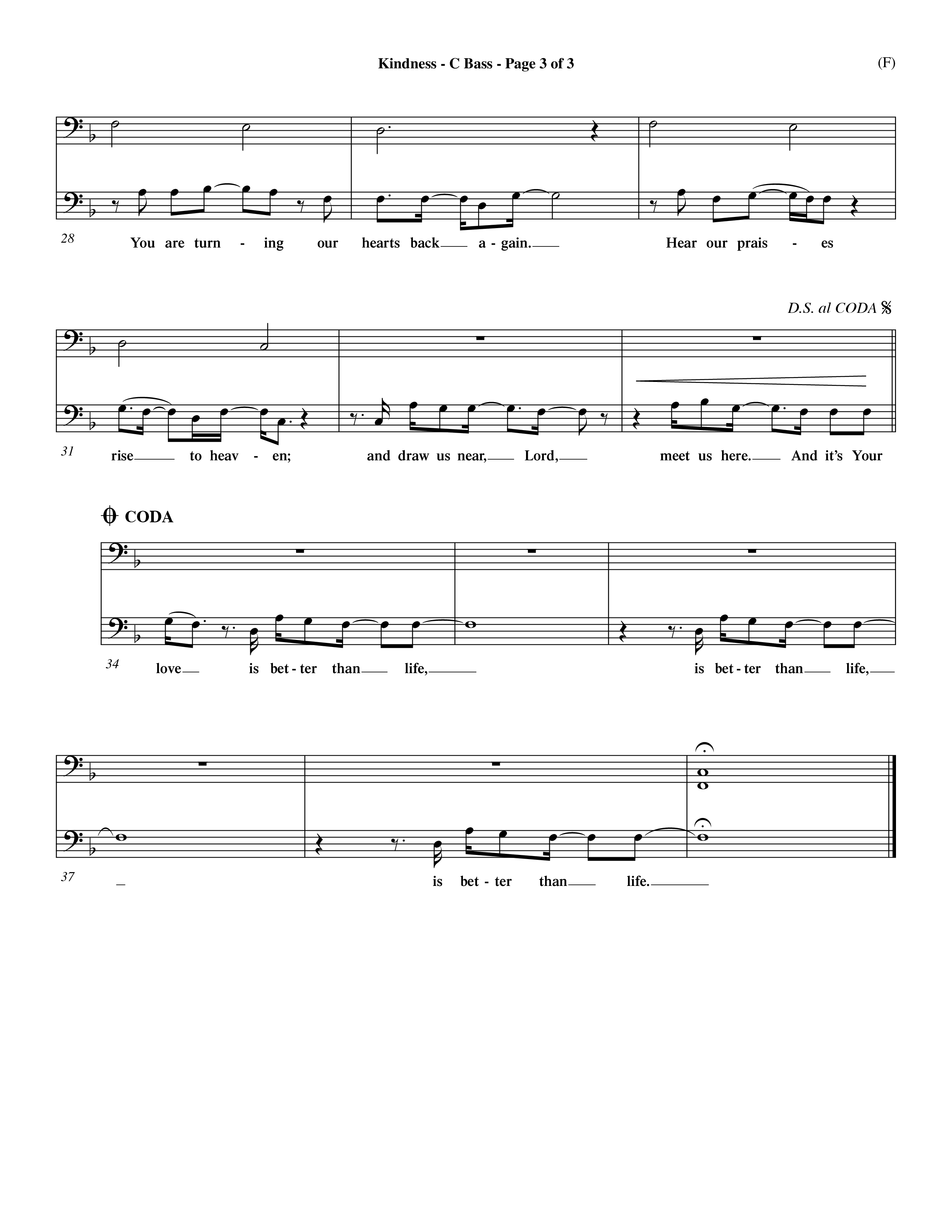 Kindness (Choral Anthem SATB) Contrabass (Word Music Choral / Arr. Dave Williamson)