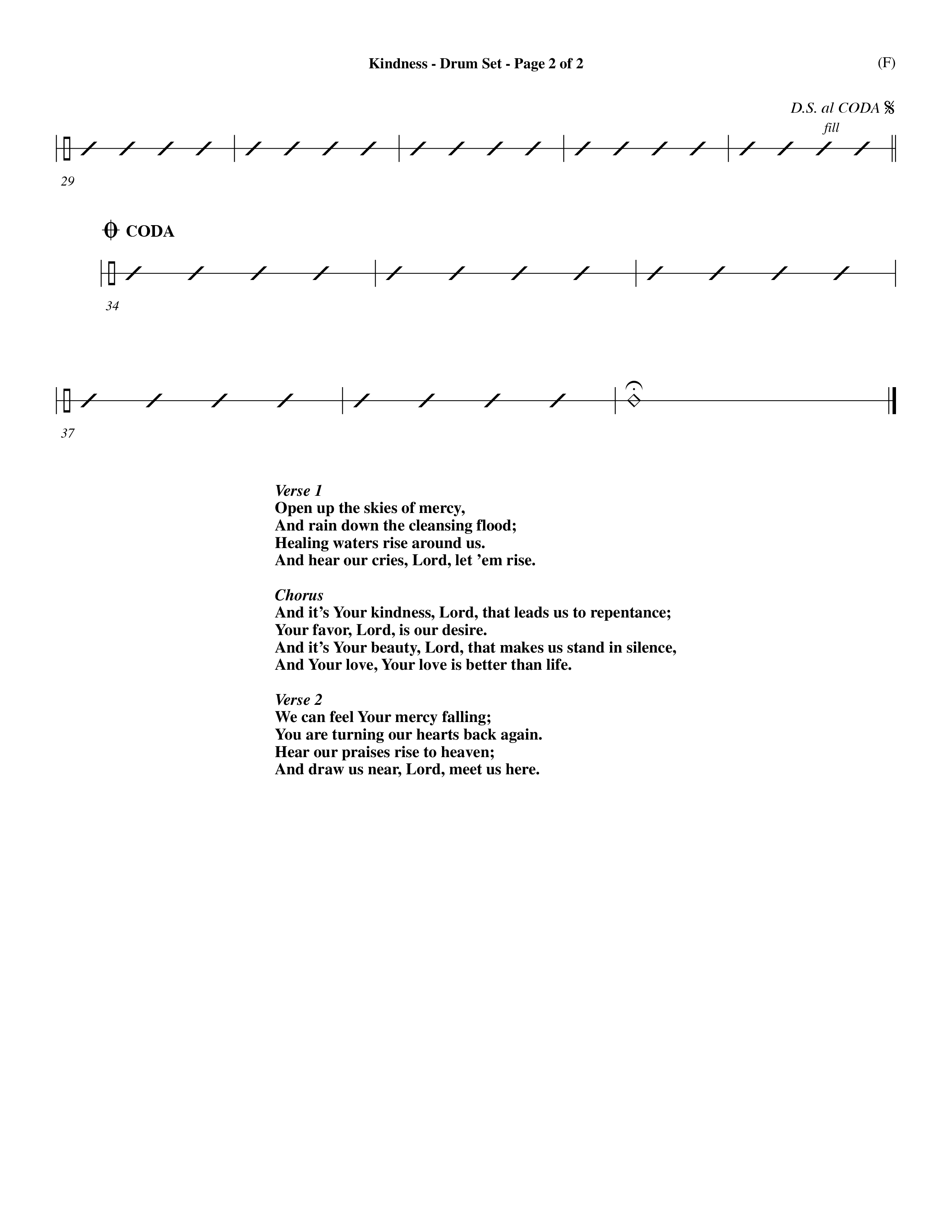 Kindness (Choral Anthem SATB) Drum Set (Word Music Choral / Arr. Dave Williamson)