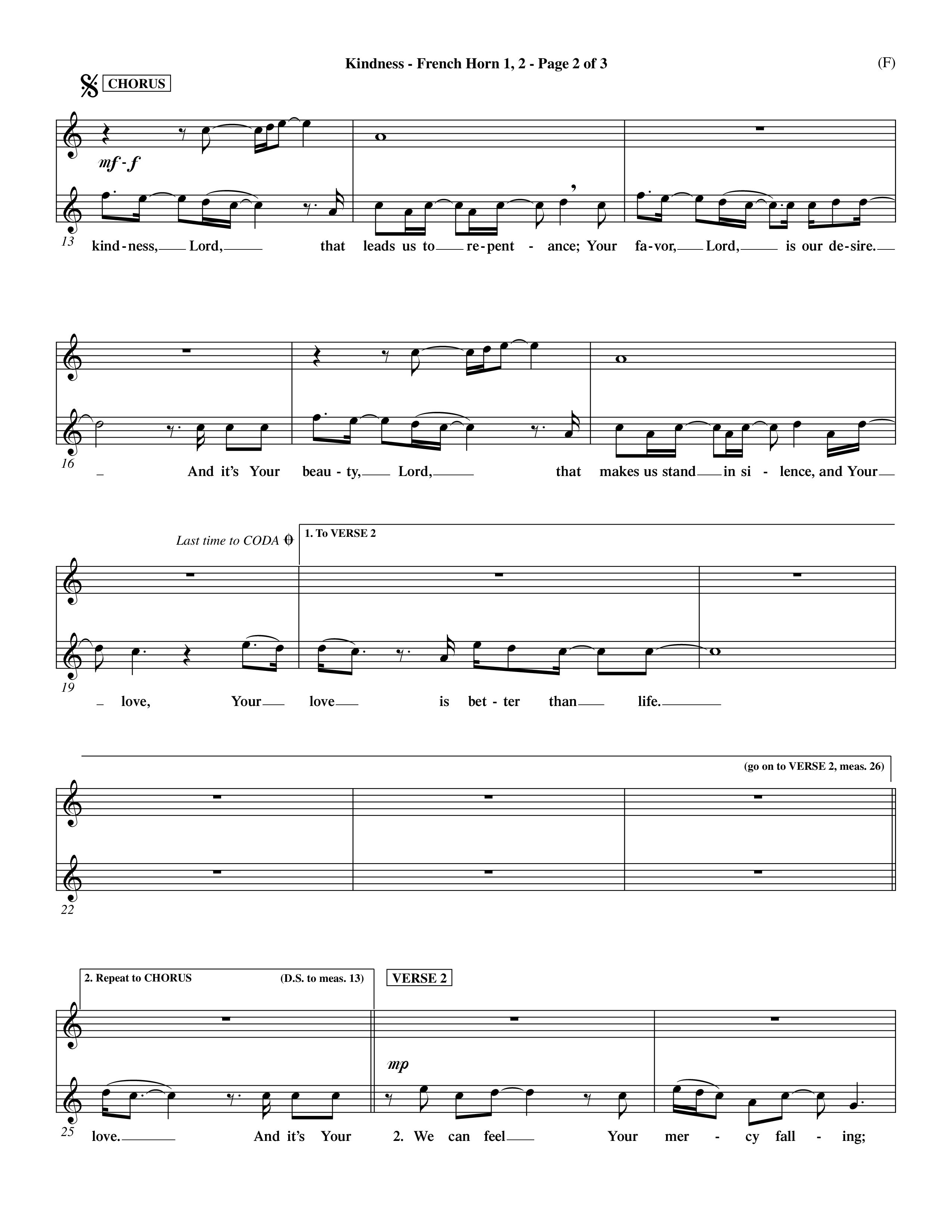 Kindness (Choral Anthem SATB) French Horn (Word Music Choral / Arr. Dave Williamson)