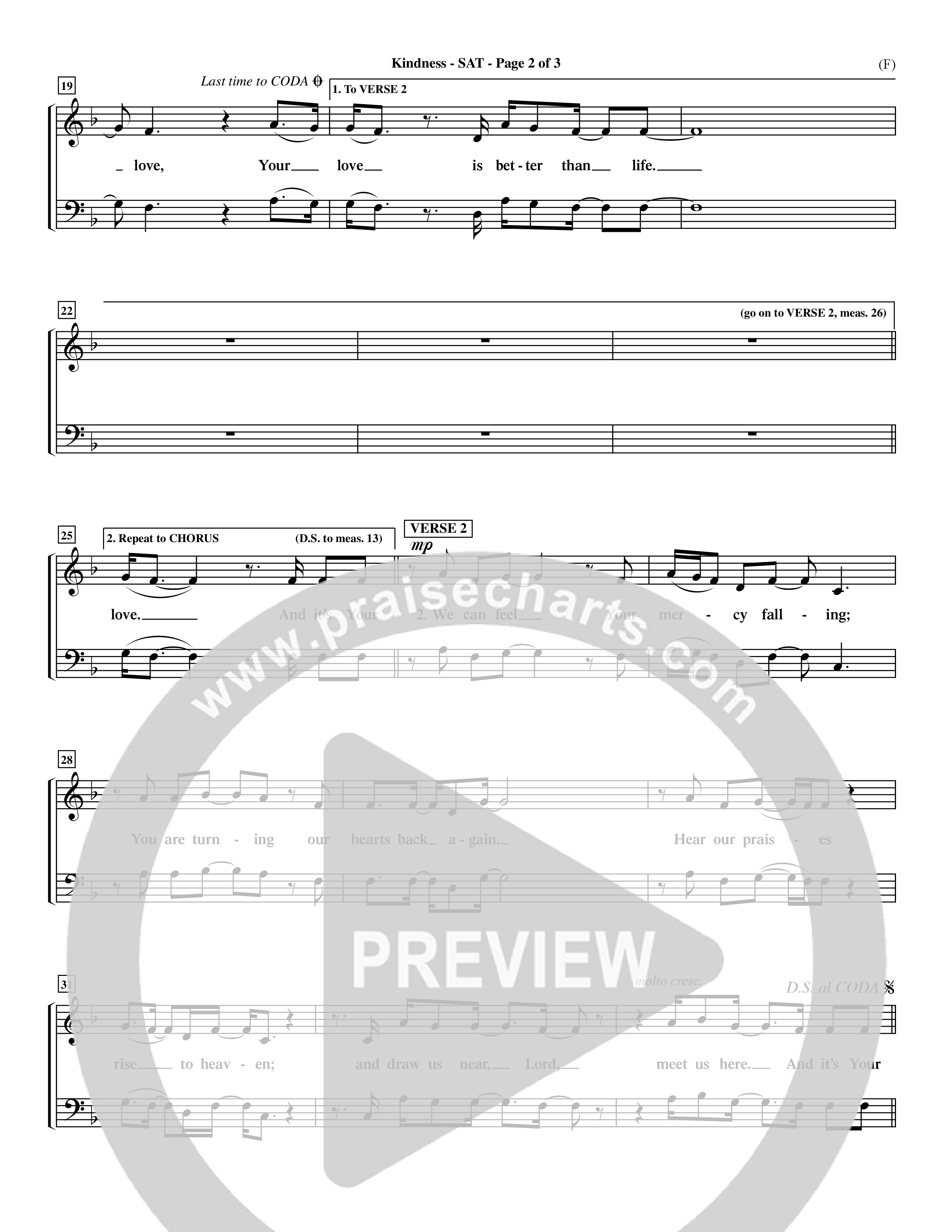 Kindness (Choral Anthem SATB) Lead Sheet (SAT) (Word Music Choral / Arr. Dave Williamson)