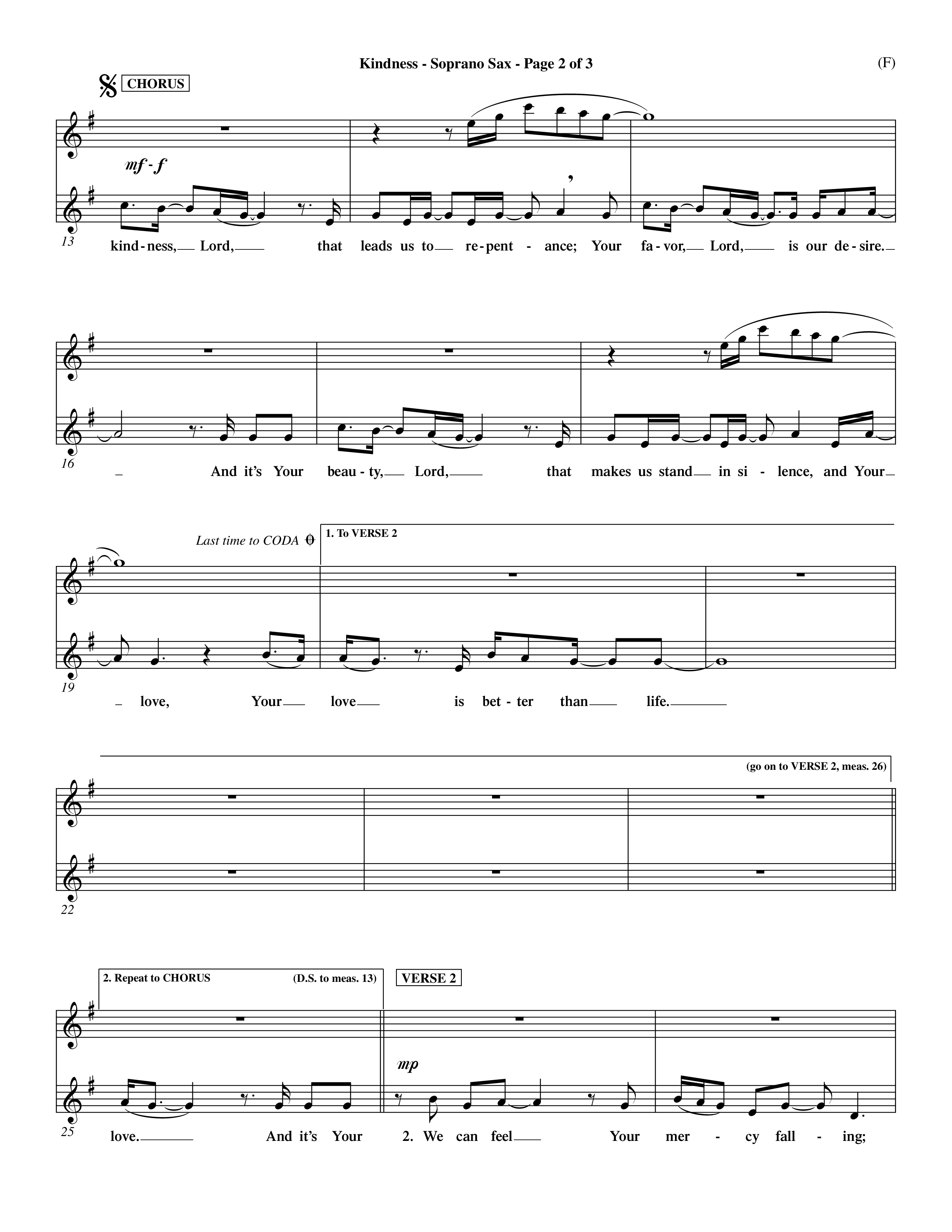Kindness (Choral Anthem SATB) Saxophone (Word Music Choral / Arr. Dave Williamson)