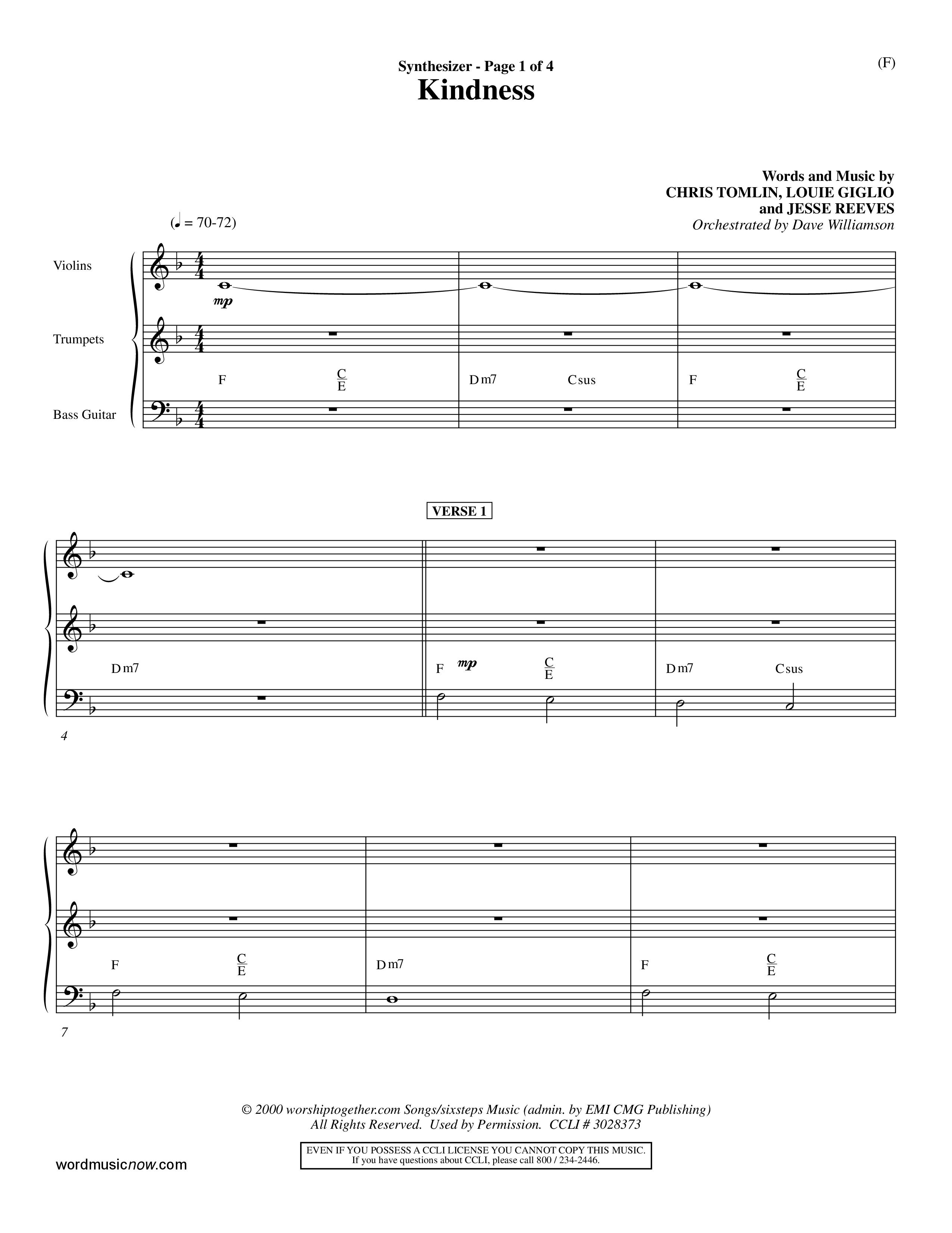 Kindness (Choral Anthem SATB) Synth (Word Music Choral / Arr. Dave Williamson)