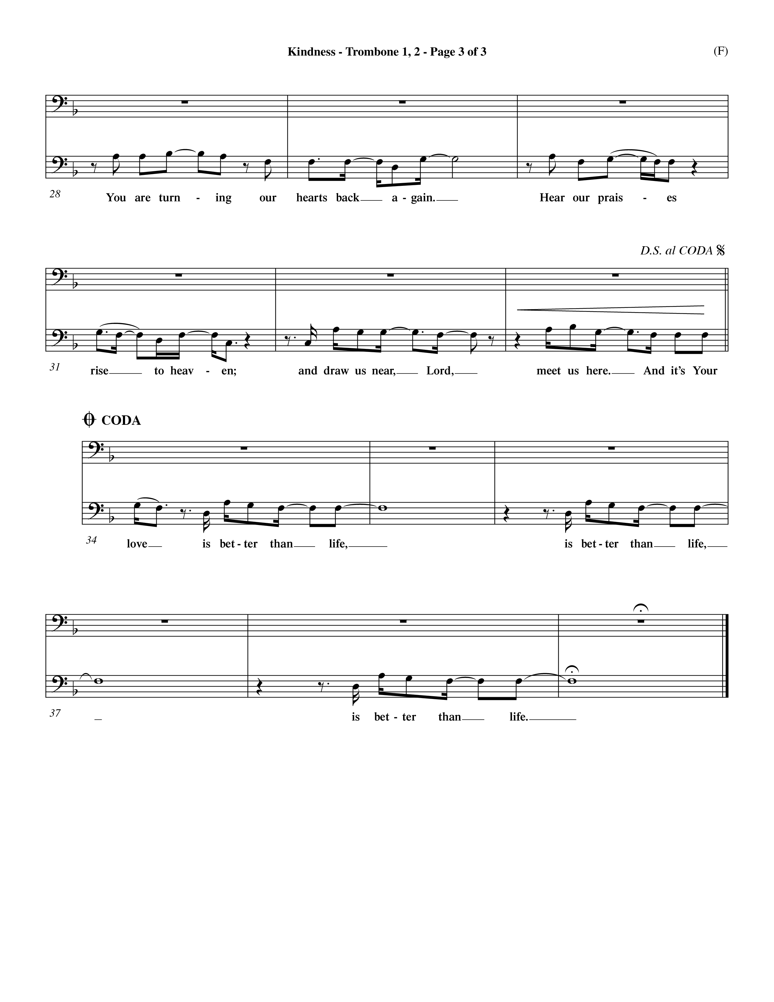 Kindness (Choral Anthem SATB) Trombone 1/2 (Word Music Choral / Arr. Dave Williamson)