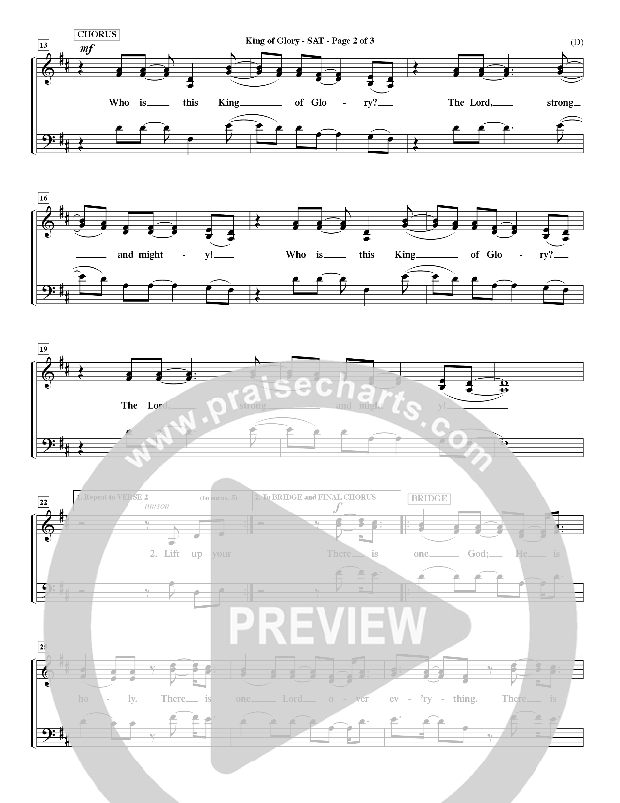 King Of Glory (Choral Anthem SATB) Lead Sheet (SAT) (Word Music Choral / Orch. Dave Williamson)