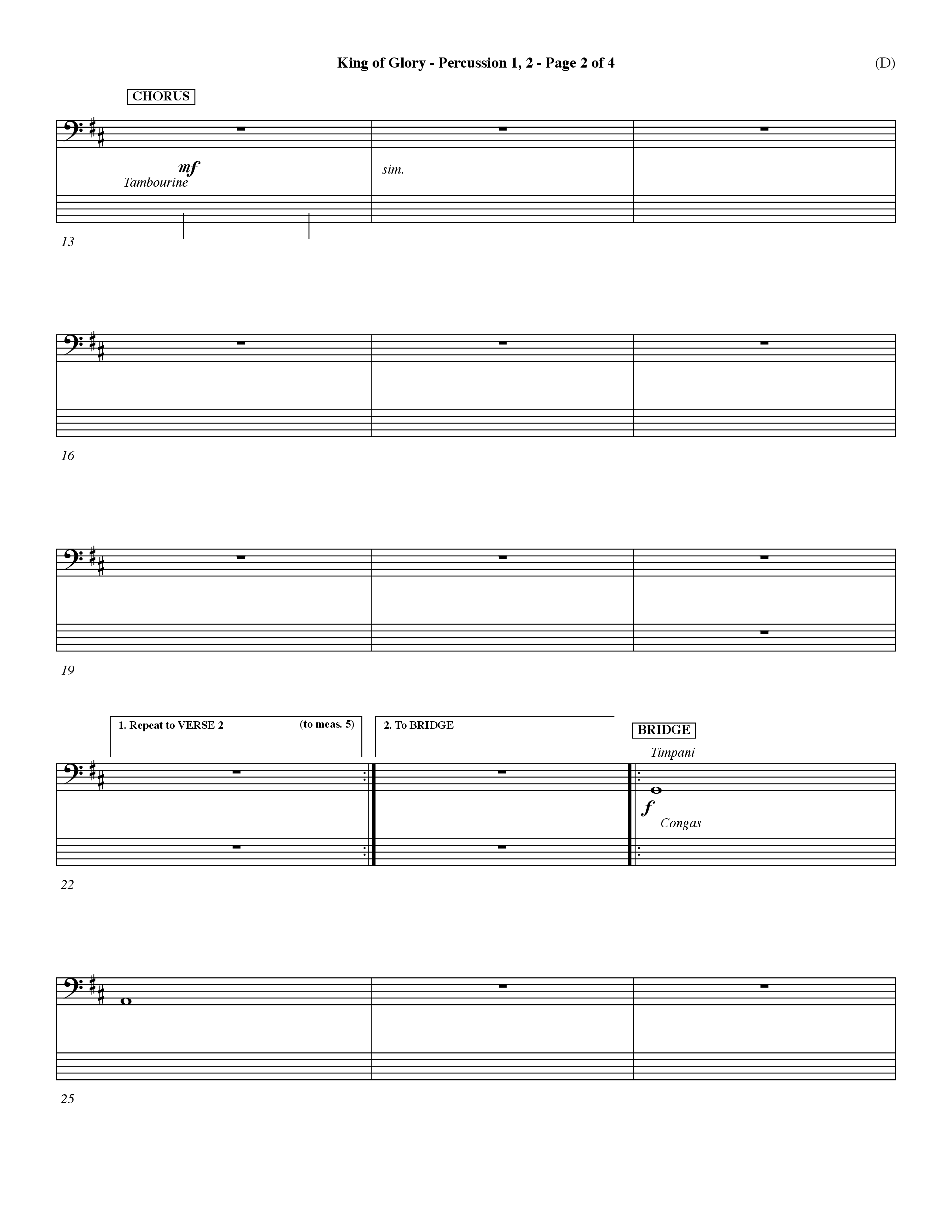 King Of Glory (Choral Anthem SATB) Percussion 1/2 (Word Music Choral / Orch. Dave Williamson)