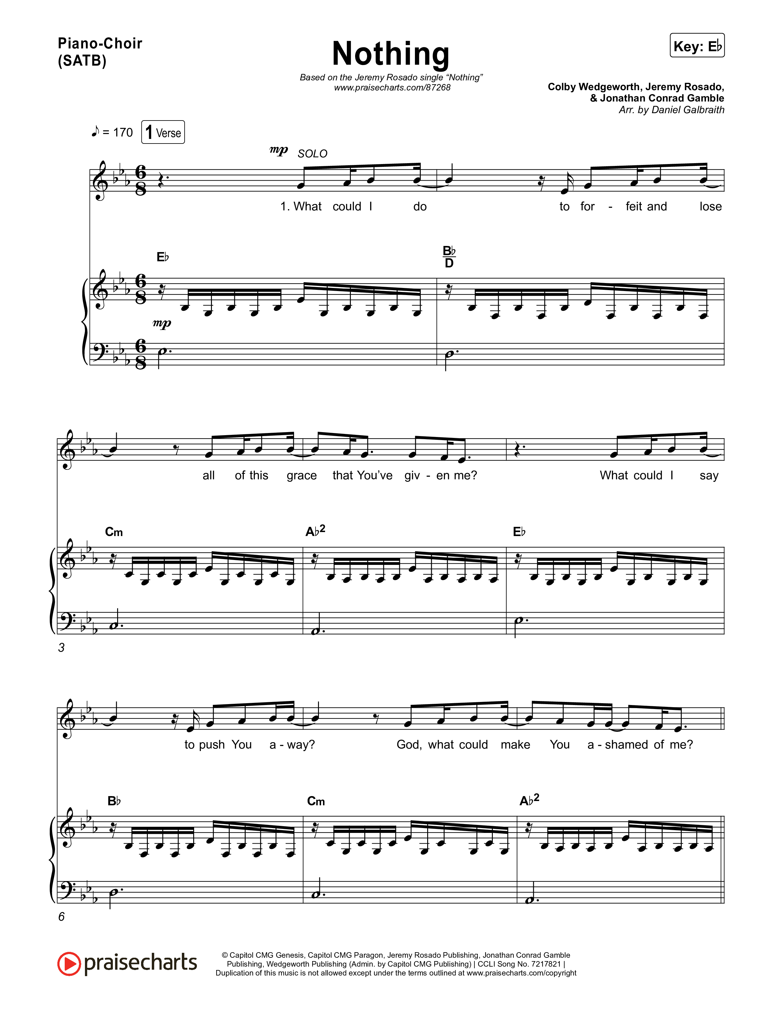 Nothing Piano/Vocal (SATB) (Jeremy Rosado / Seph Schlueter)