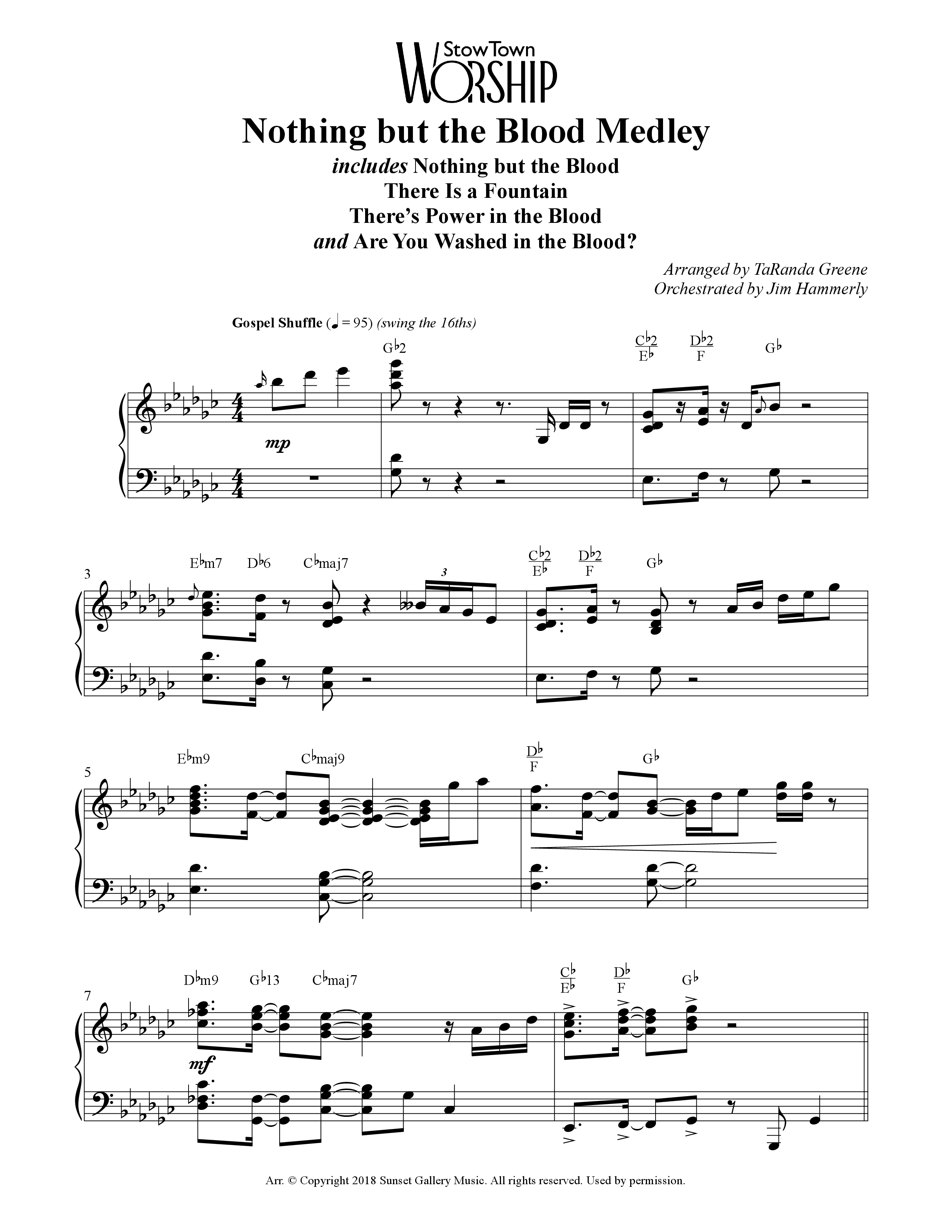 Nothing But The Blood Medley (Choral Anthem SATB) Anthem (SATB/Piano) (TaRanda Greene / Orch. Jim Hammerly)