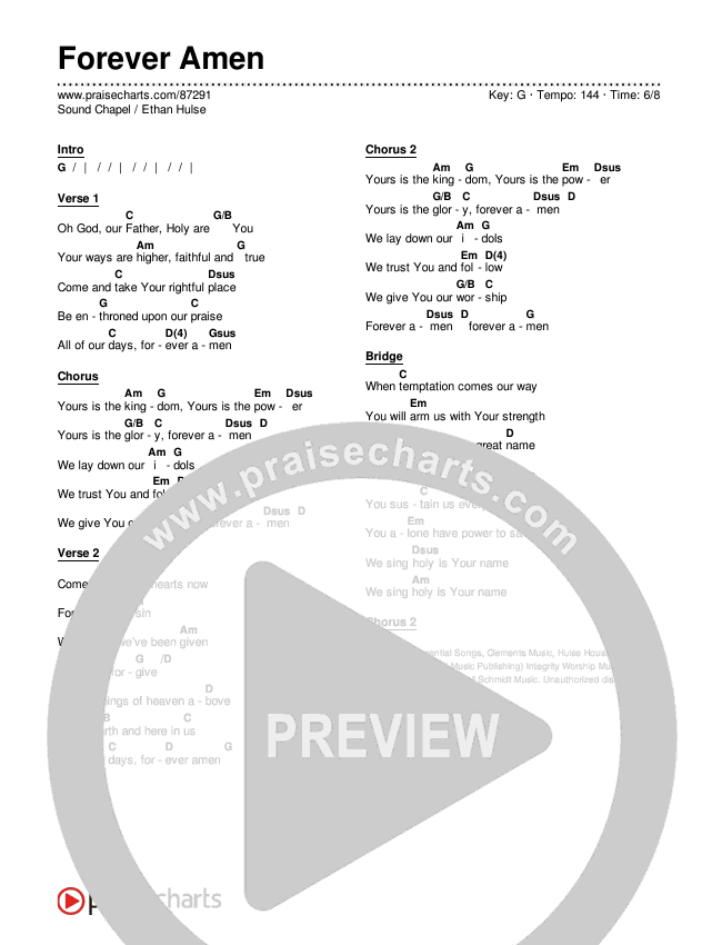 Forever Amen Chords & Lyrics (Sound Chapel / Ethan Hulse)