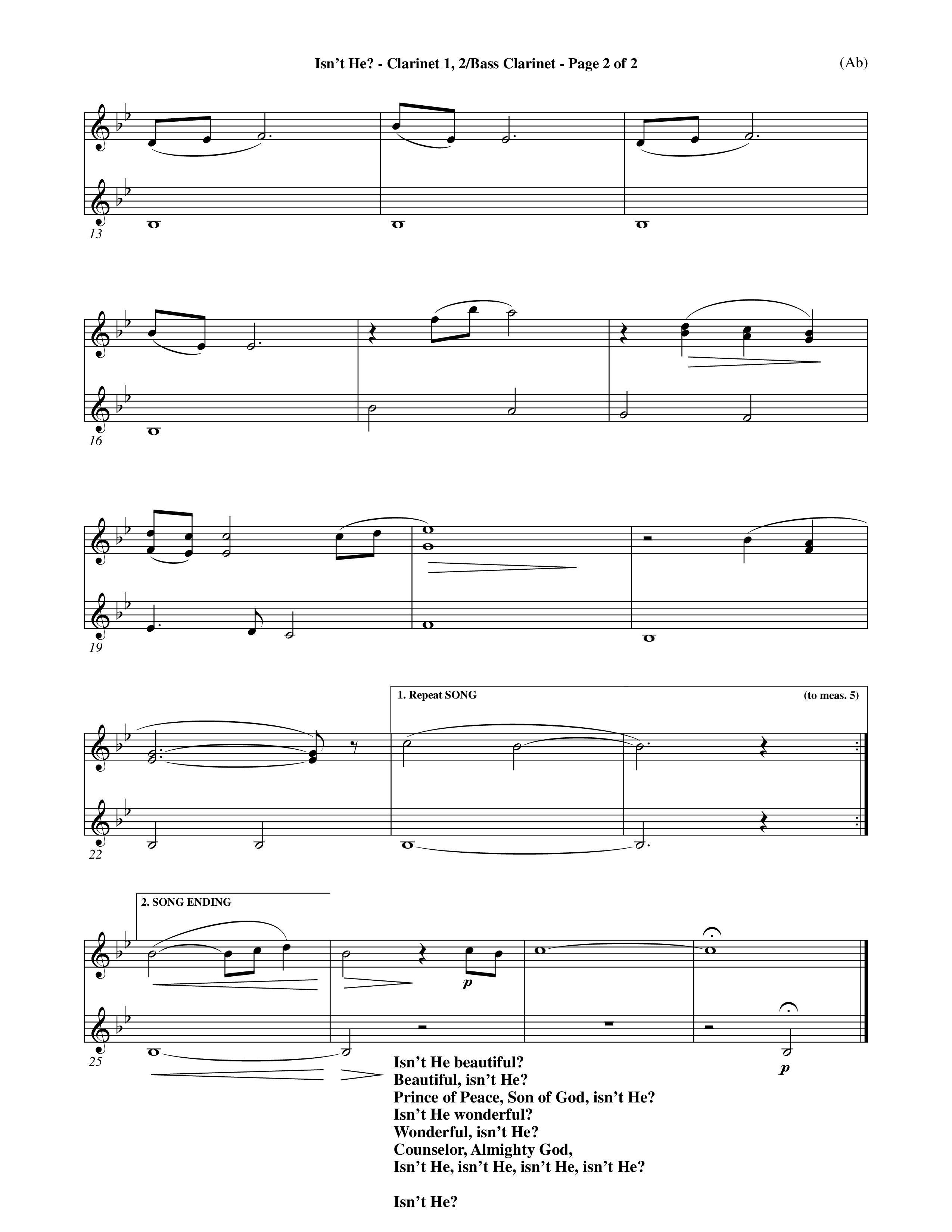 Isn't He (Choral Anthem SATB) Clarinet 1/2, Bass Clarinet (Word Music Choral / Orch. John Gage / Orch. Andrew High)