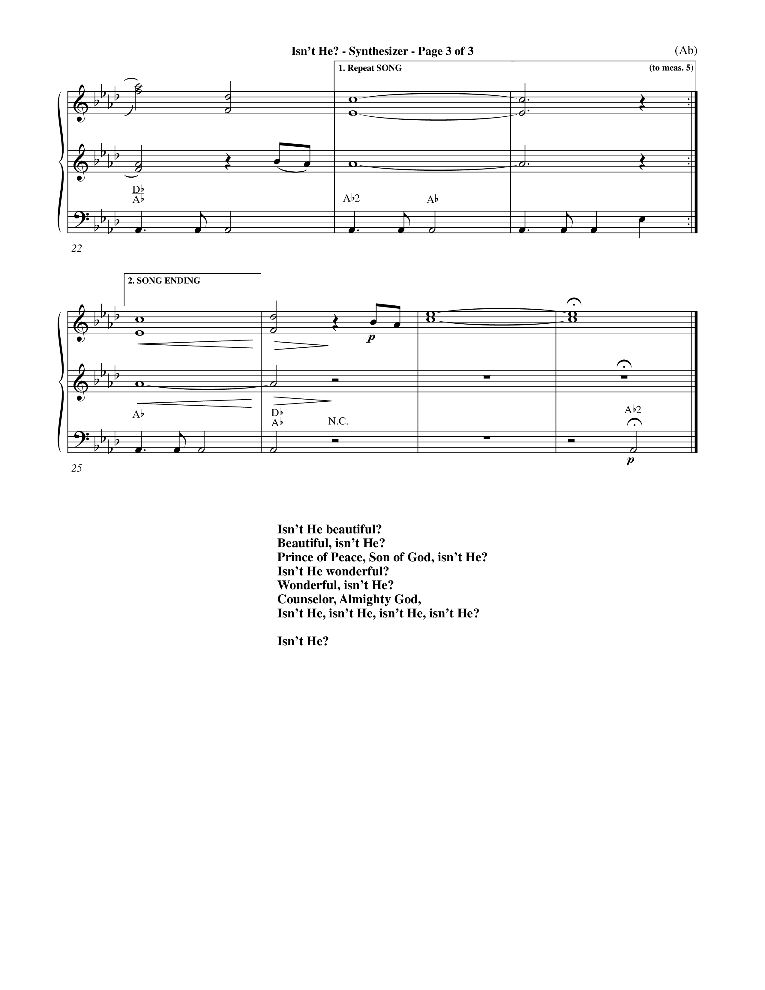 Isn't He (Choral Anthem SATB) Synth (Word Music Choral / Orch. John Gage / Orch. Andrew High)
