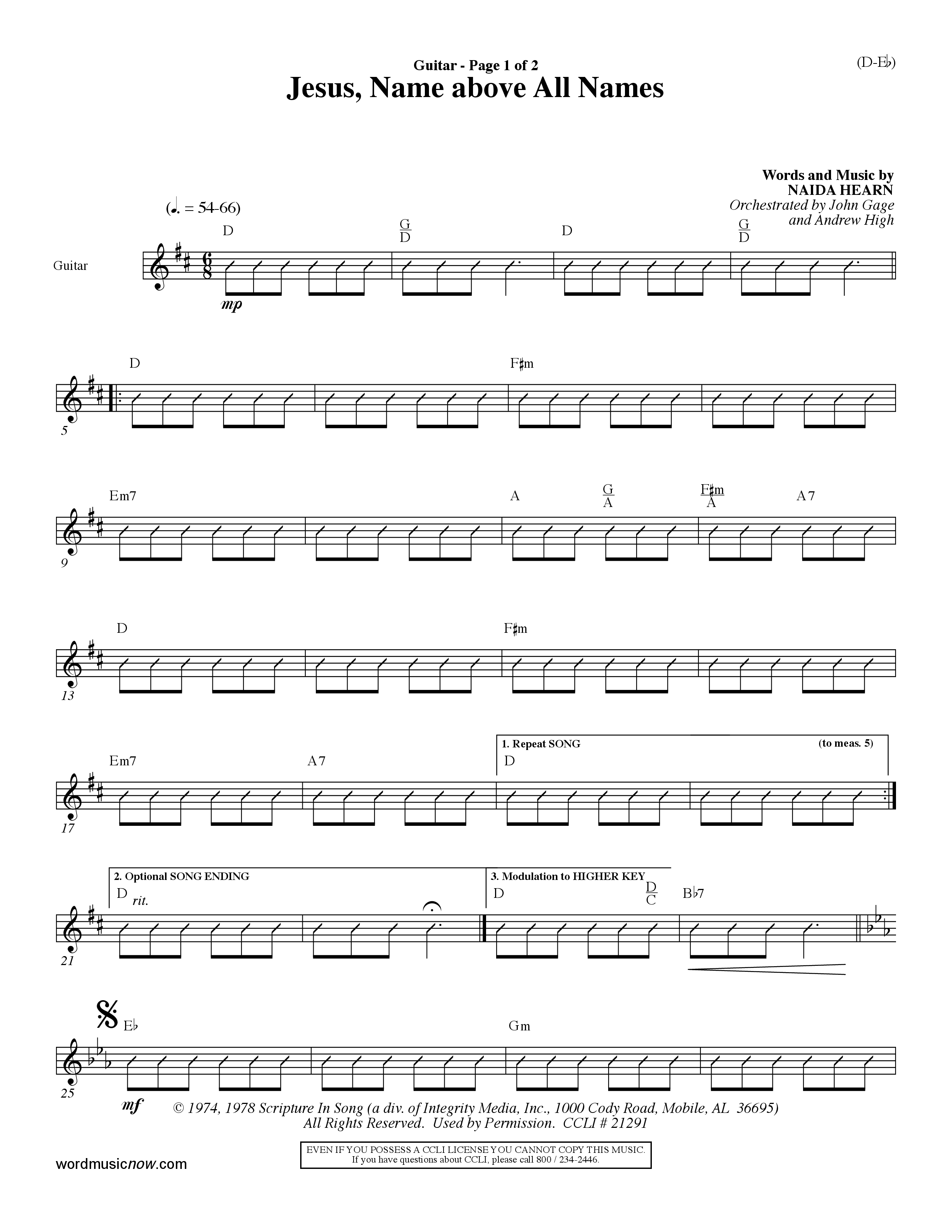 Jesus Name Above All Names (Choral Anthem SATB) Acoustic Guitar (Word Music Choral / Orch. John Gage / Orch. Andrew High)