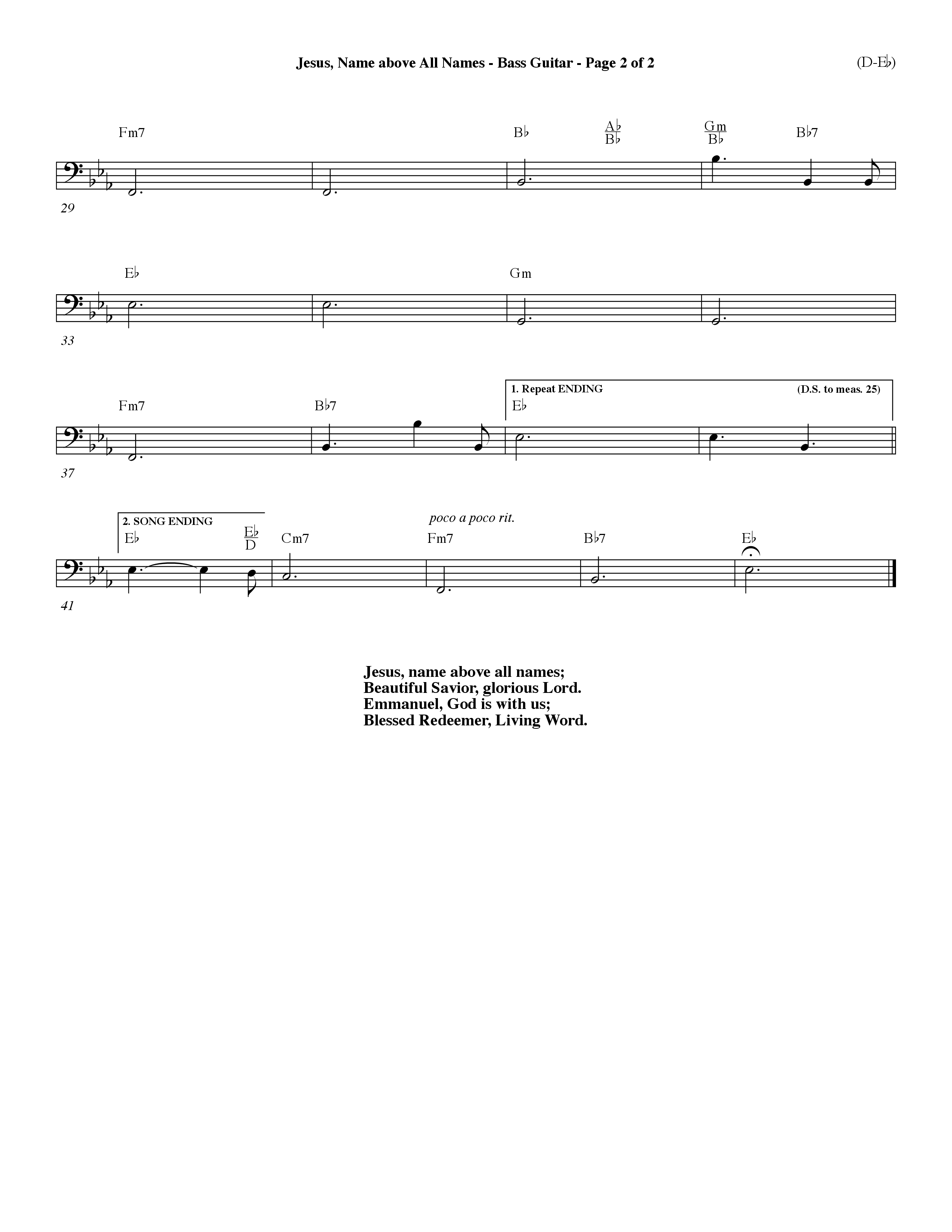 Jesus Name Above All Names (Choral Anthem SATB) Bass Guitar (Word Music Choral / Orch. John Gage / Orch. Andrew High)
