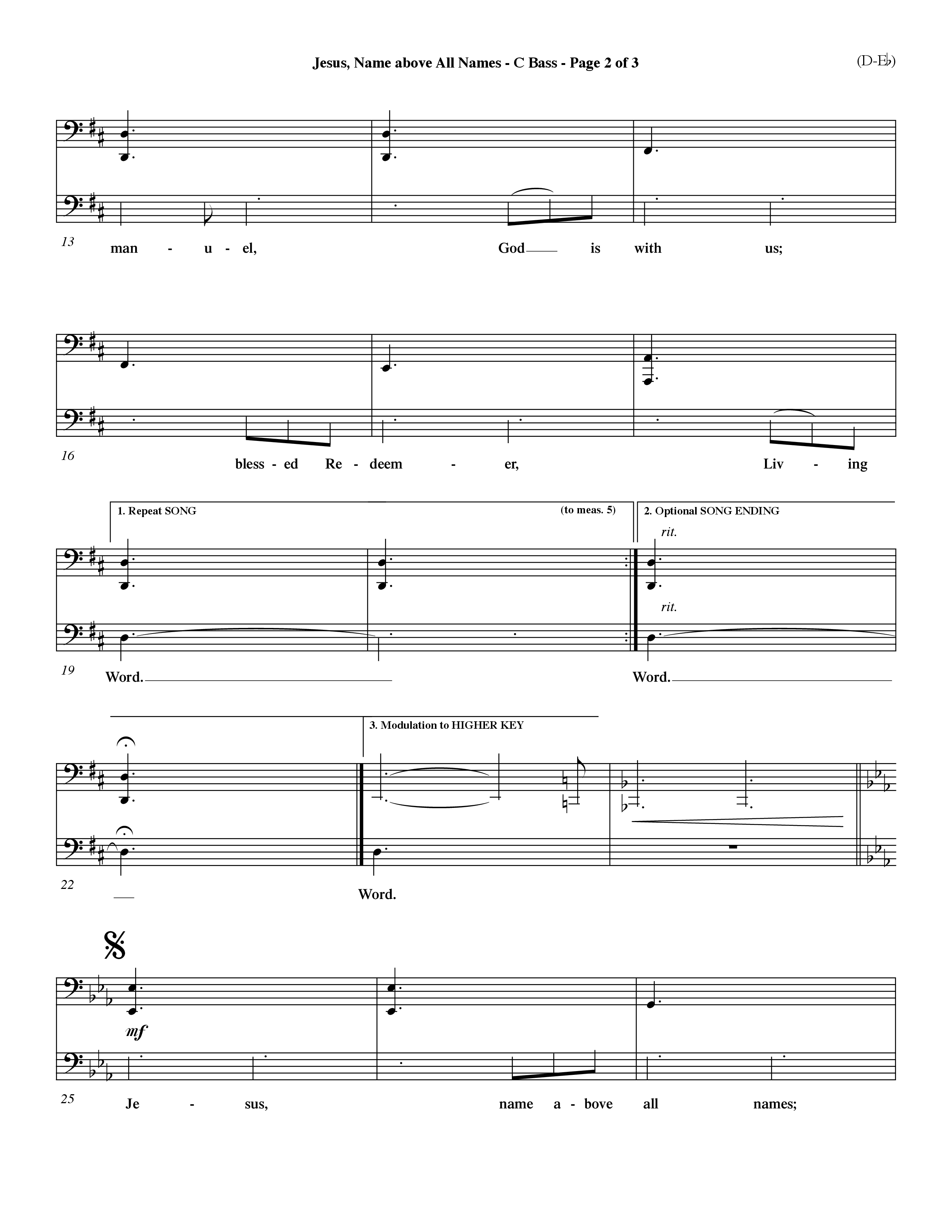 Jesus Name Above All Names (Choral Anthem SATB) Contrabass (Word Music Choral / Orch. John Gage / Orch. Andrew High)