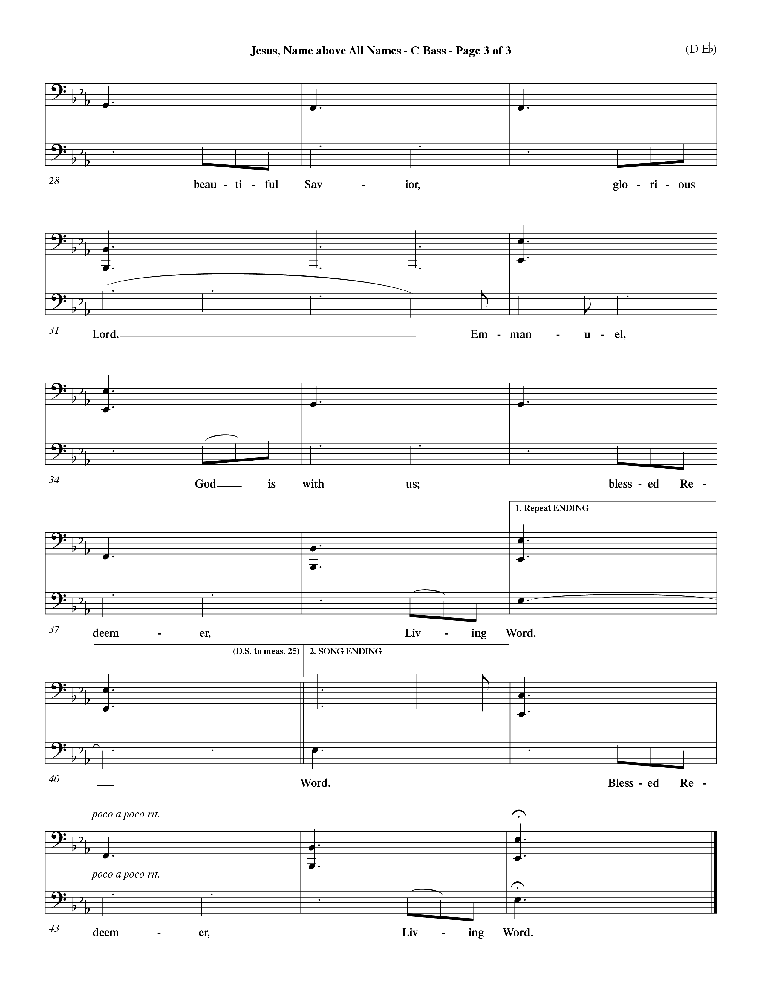Jesus Name Above All Names (Choral Anthem SATB) Contrabass (Word Music Choral / Orch. John Gage / Orch. Andrew High)