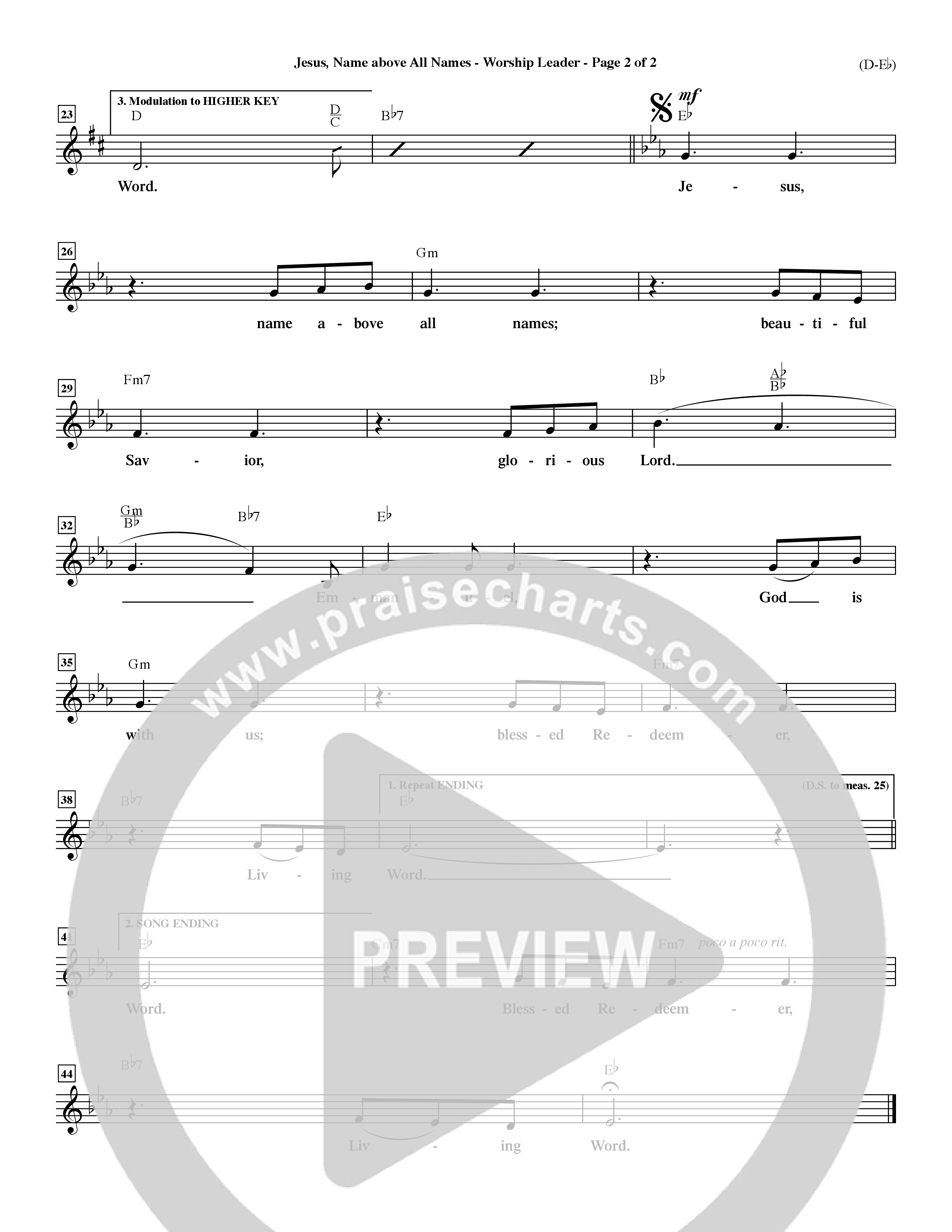 Jesus Name Above All Names (Choral Anthem SATB) Lead Sheet (Mel) (Word Music Choral / Orch. John Gage / Orch. Andrew High)