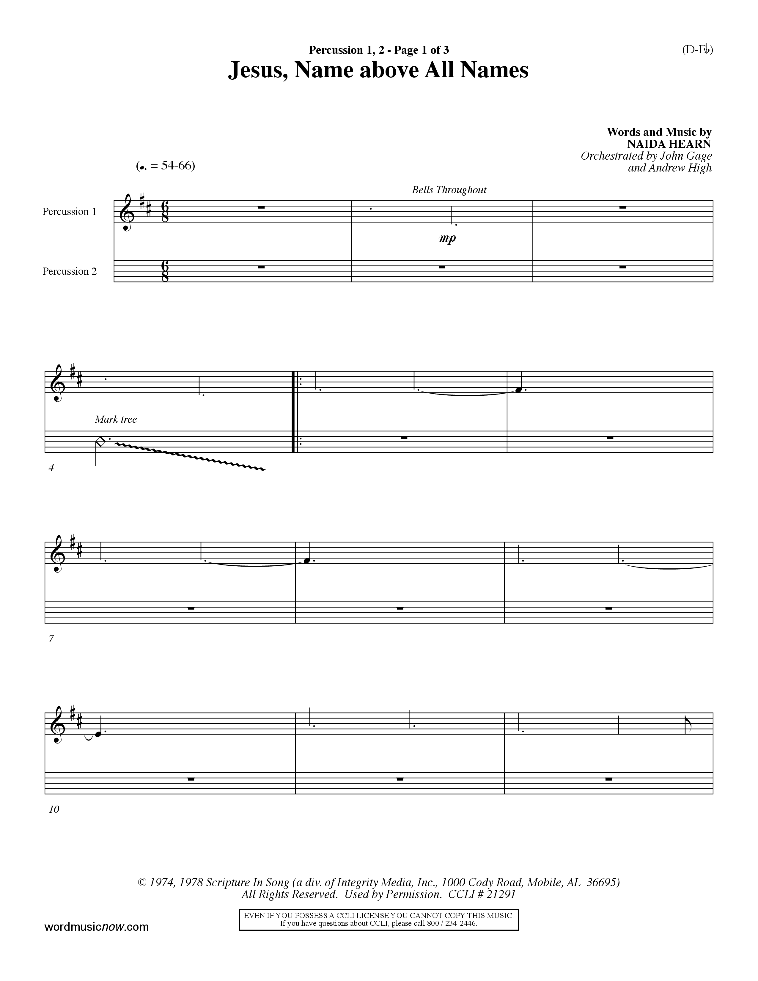 Jesus Name Above All Names (Choral Anthem SATB) Percussion 1/2 (Word Music Choral / Orch. John Gage / Orch. Andrew High)