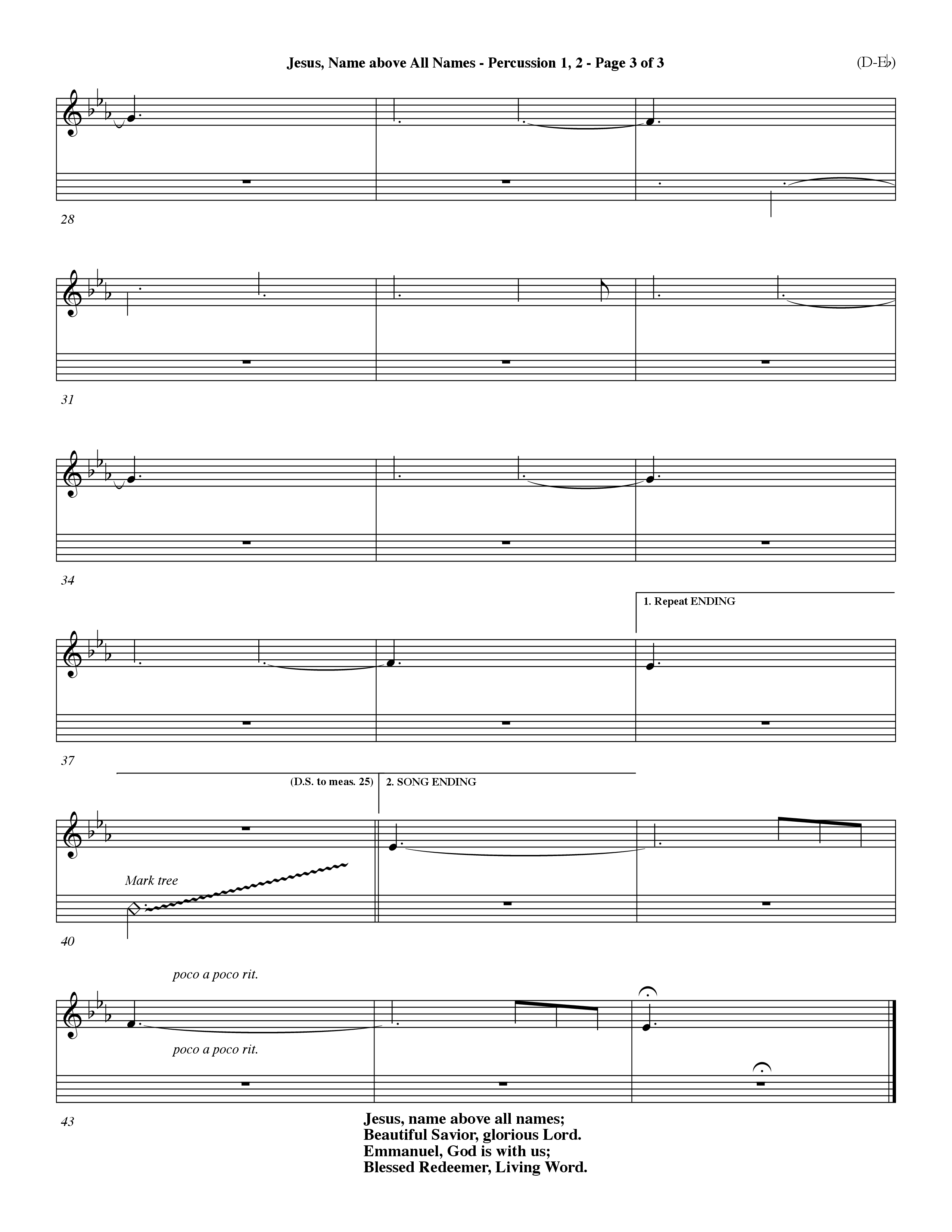 Jesus Name Above All Names (Choral Anthem SATB) Percussion 1/2 (Word Music Choral / Orch. John Gage / Orch. Andrew High)