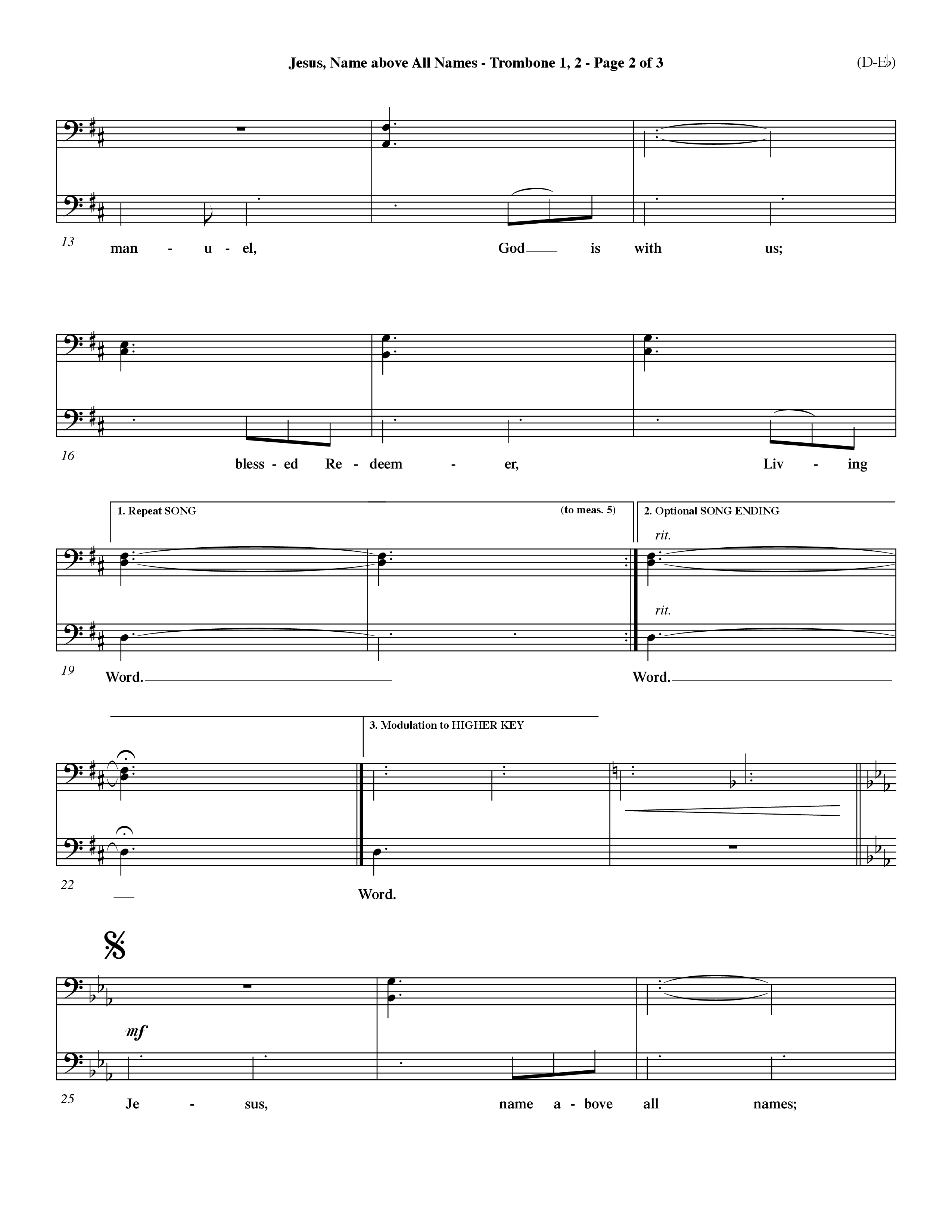 Jesus Name Above All Names (Choral Anthem SATB) Trombone 1/2 (Word Music Choral / Orch. John Gage / Orch. Andrew High)