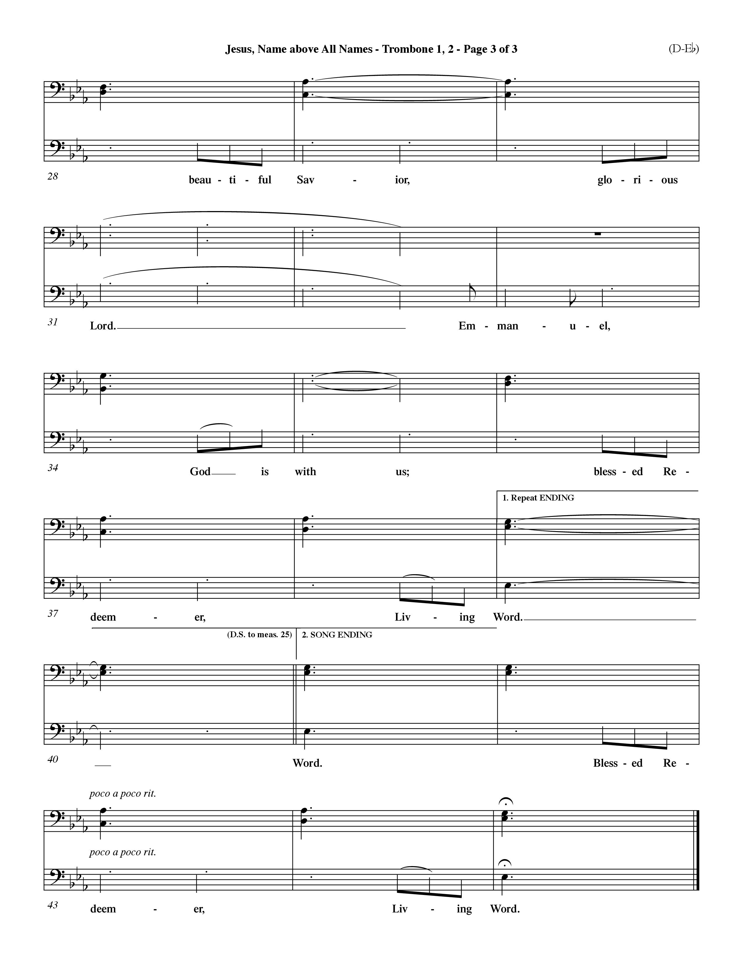 Jesus Name Above All Names (Choral Anthem SATB) Trombone 1/2 (Word Music Choral / Orch. John Gage / Orch. Andrew High)