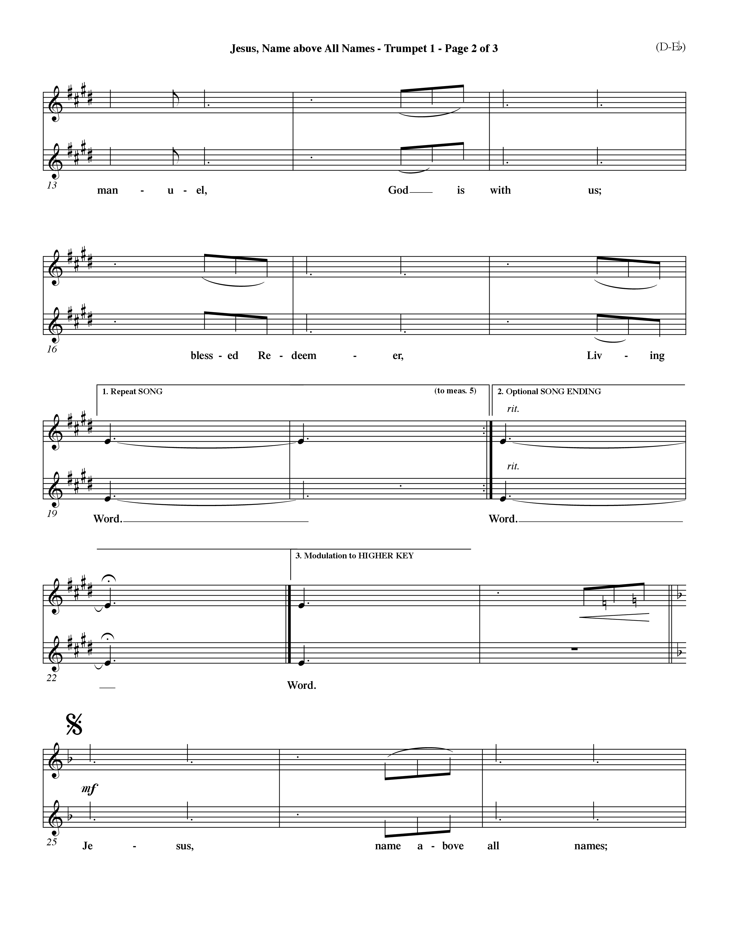 Jesus Name Above All Names (Choral Anthem SATB) Trumpet 1 (Word Music Choral / Orch. John Gage / Orch. Andrew High)