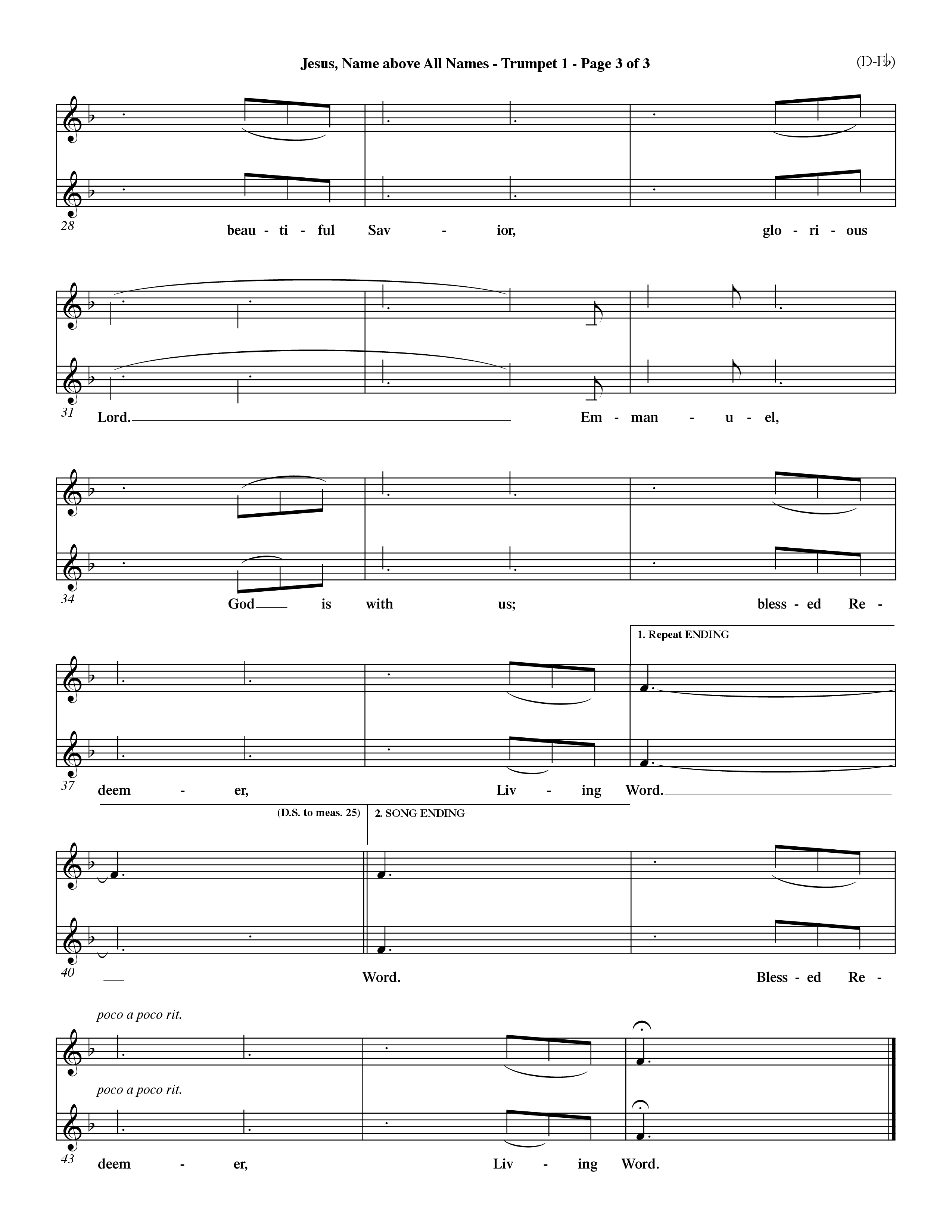 Jesus Name Above All Names (Choral Anthem SATB) Trumpet 1 (Word Music Choral / Orch. John Gage / Orch. Andrew High)