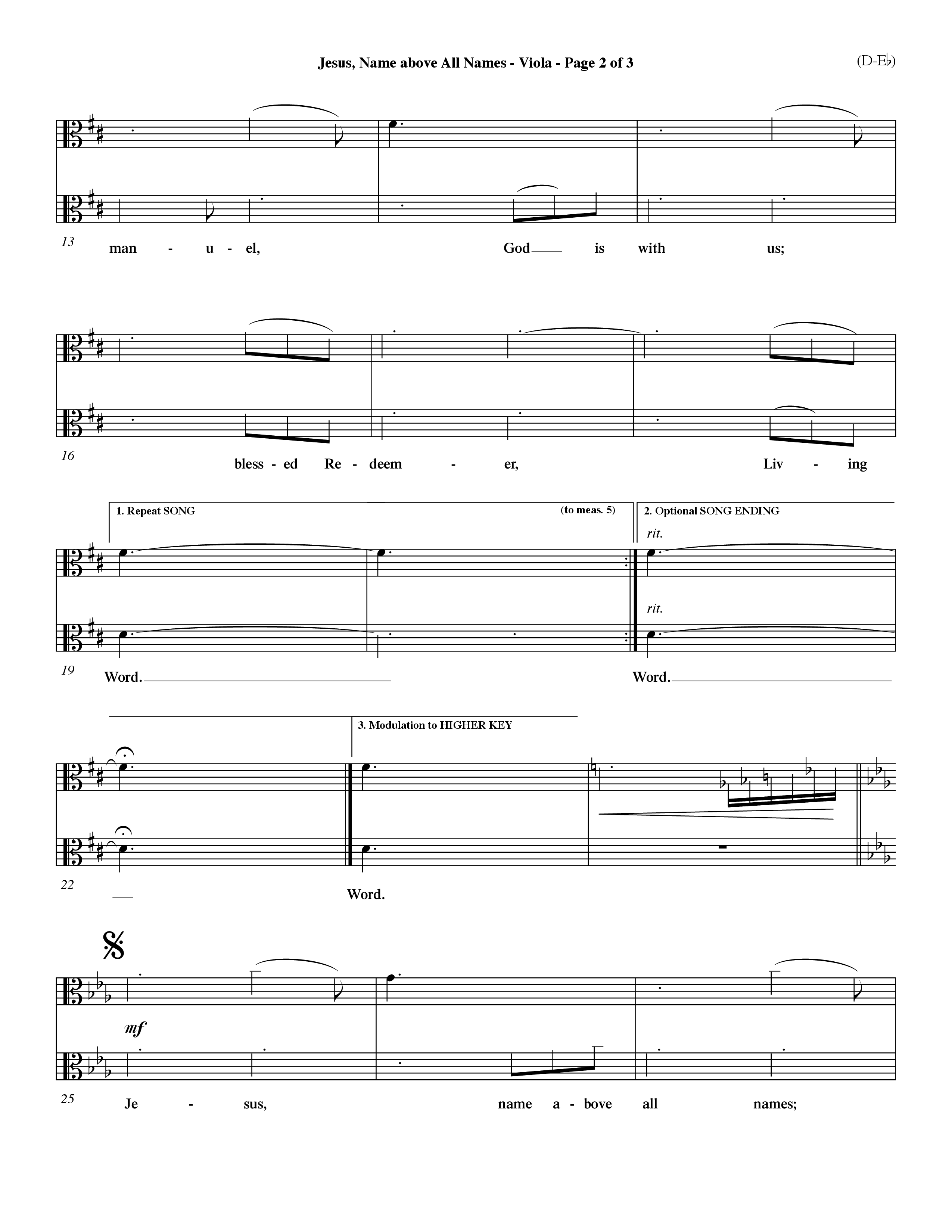 Jesus Name Above All Names (Choral Anthem SATB) Viola (Word Music Choral / Orch. John Gage / Orch. Andrew High)