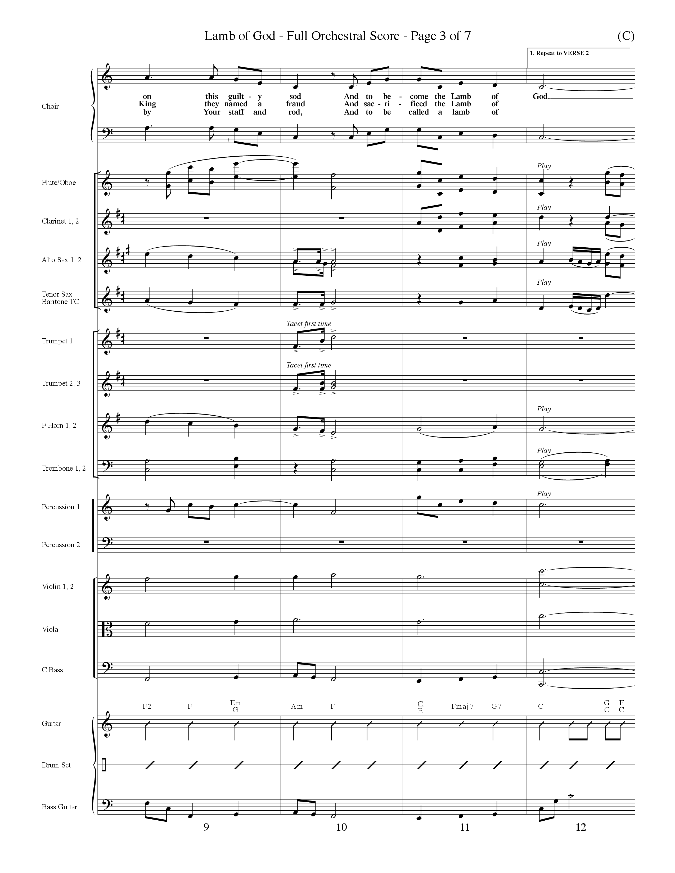 Lamb Of God (Choral Anthem SATB) Conductor's Score (Word Music Choral / Orch. Keith Christopher / Orch. Paul Nelson)