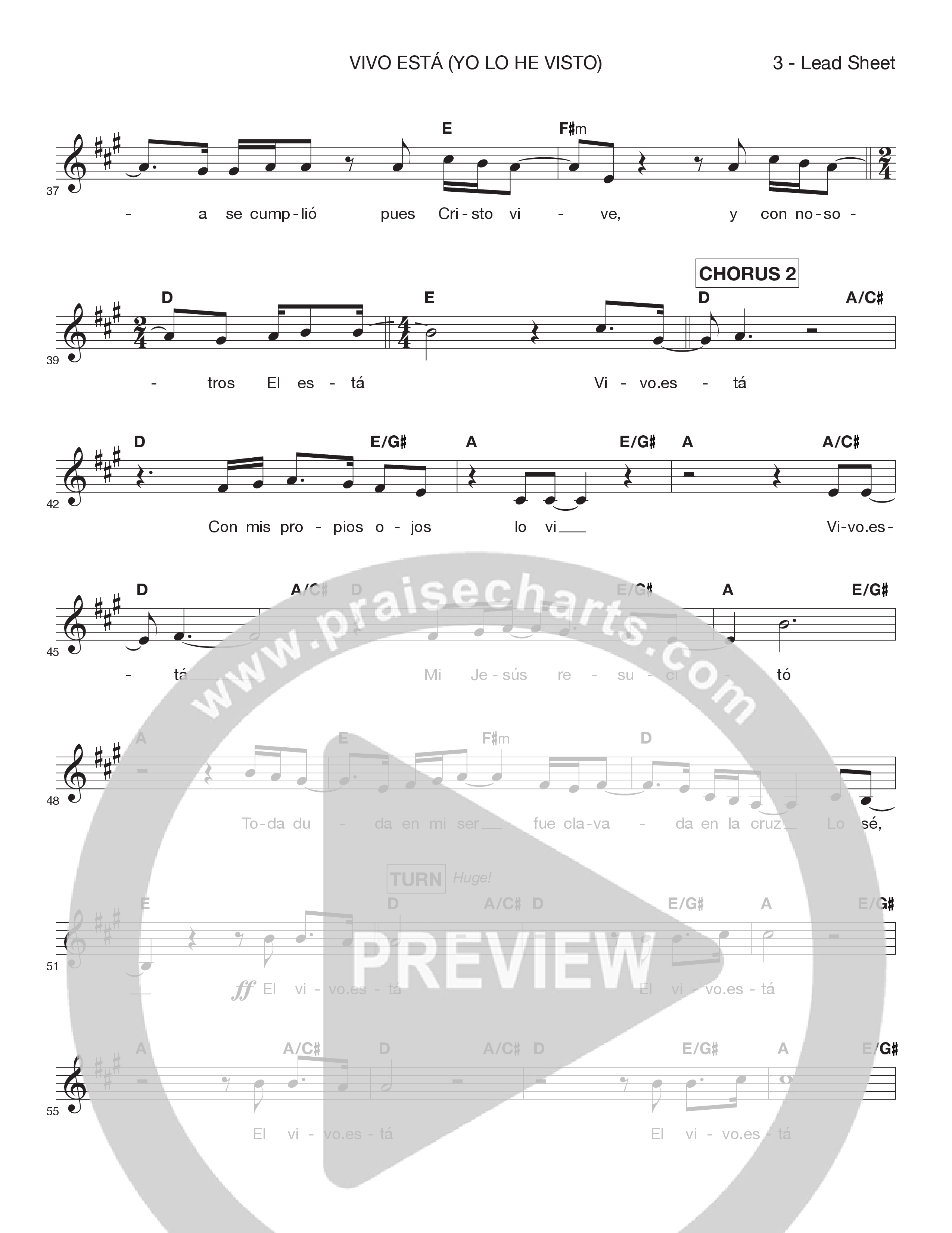 Vivo Está (Yo Lo He Visto) Lead Sheet Melody (Victory House Worship)