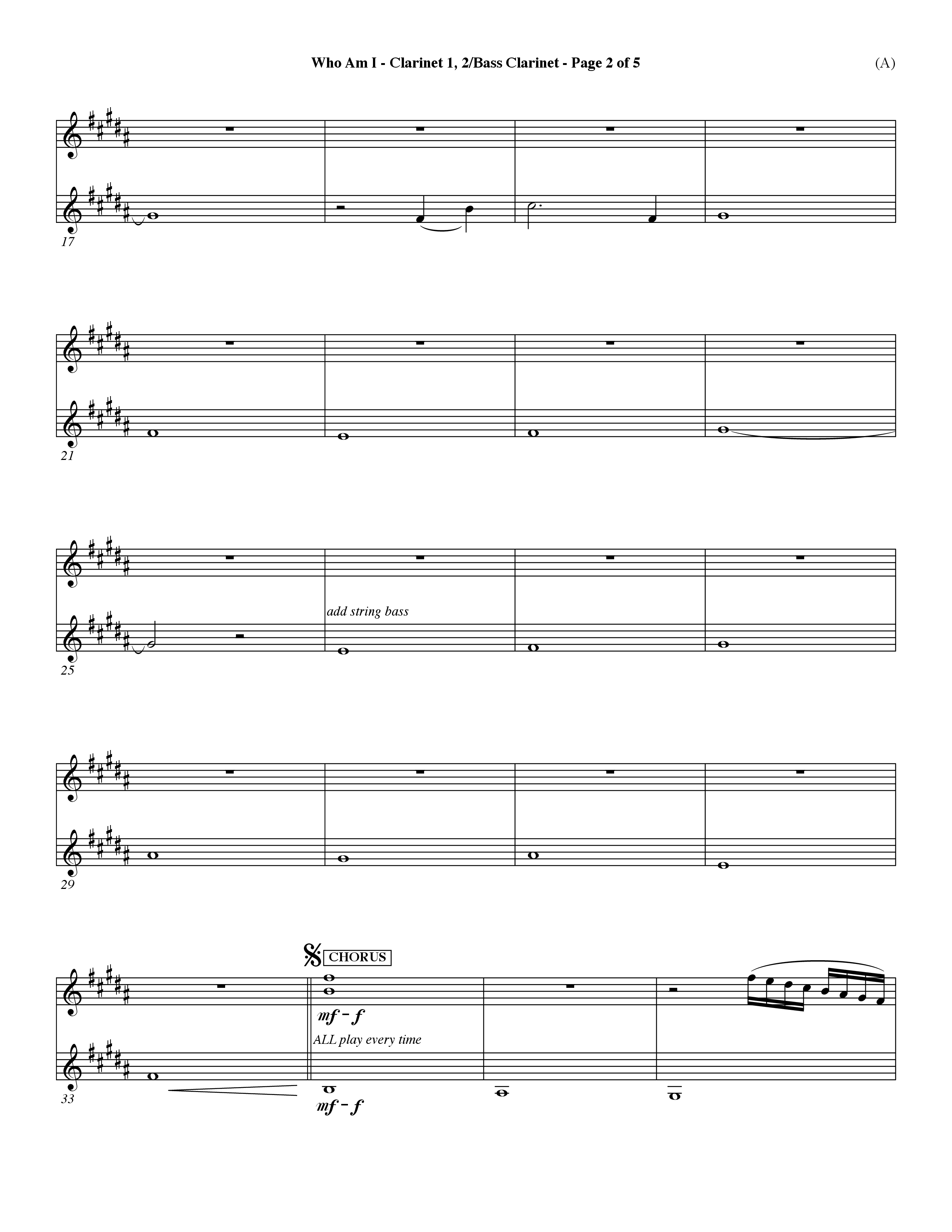 Who Am I (Choral Anthem SATB) Clarinet 1/2, Bass Clarinet (Word Music Choral / Orch. Dave Williamson)