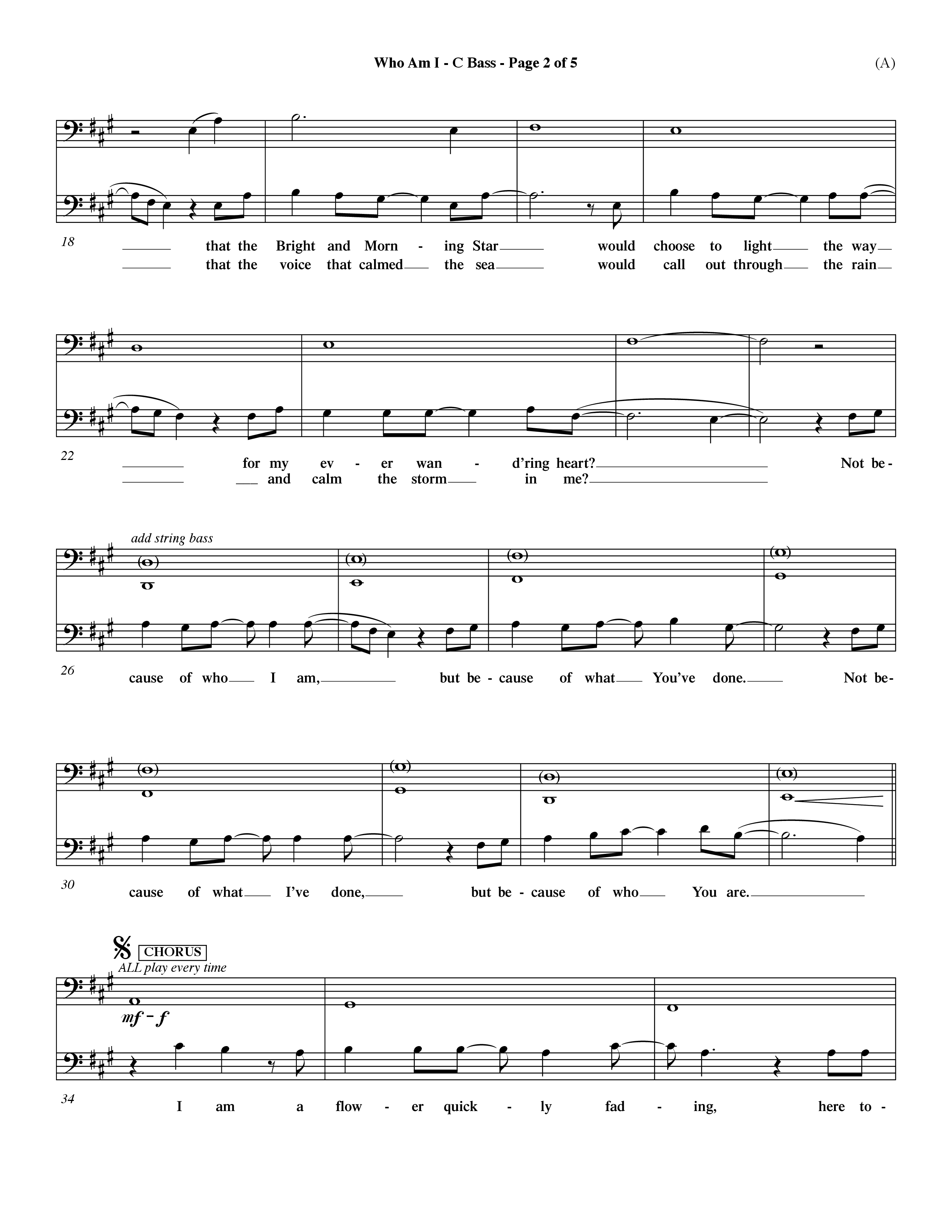 Who Am I (Choral Anthem SATB) Contrabass (Word Music Choral / Orch. Dave Williamson)