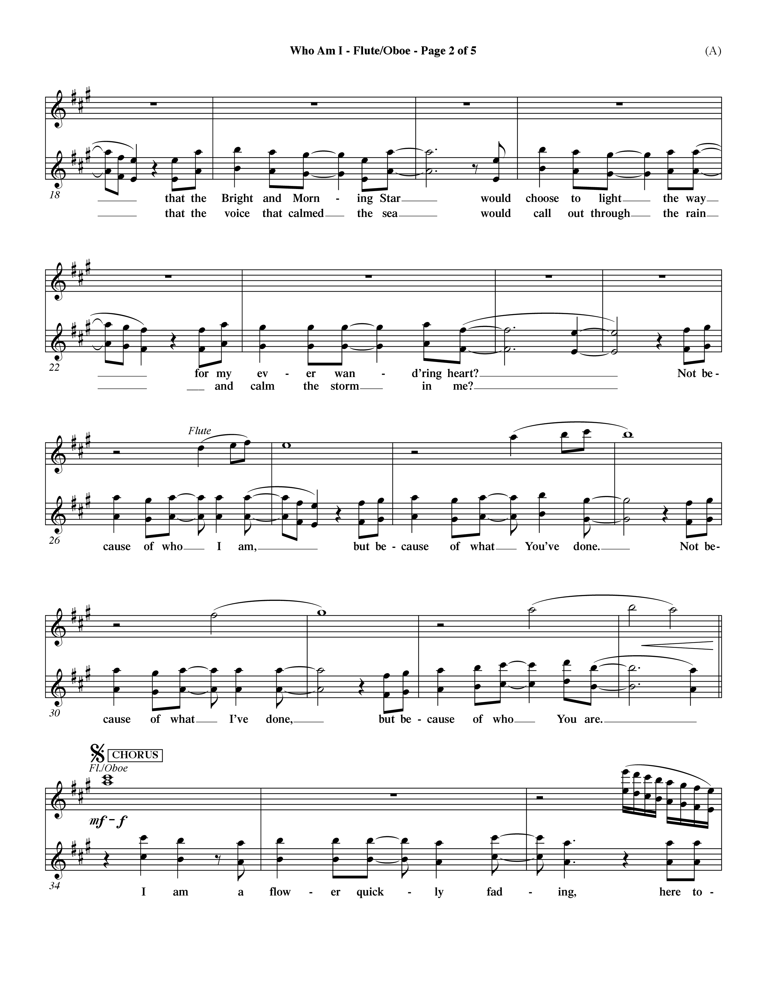 Who Am I (Choral Anthem SATB) Flute/Oboe (Word Music Choral / Orch. Dave Williamson)