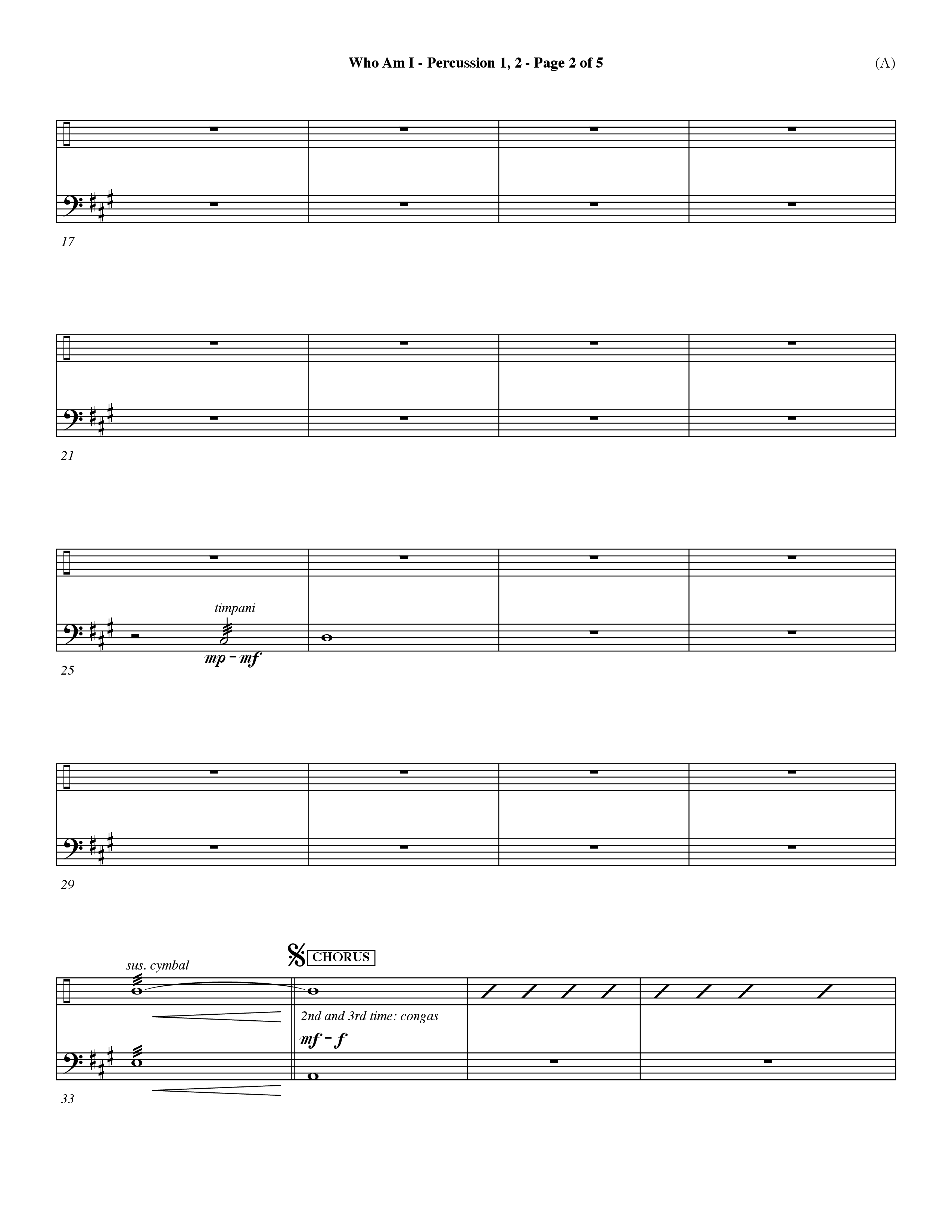 Who Am I (Choral Anthem SATB) Percussion 1/2 (Word Music Choral / Orch. Dave Williamson)