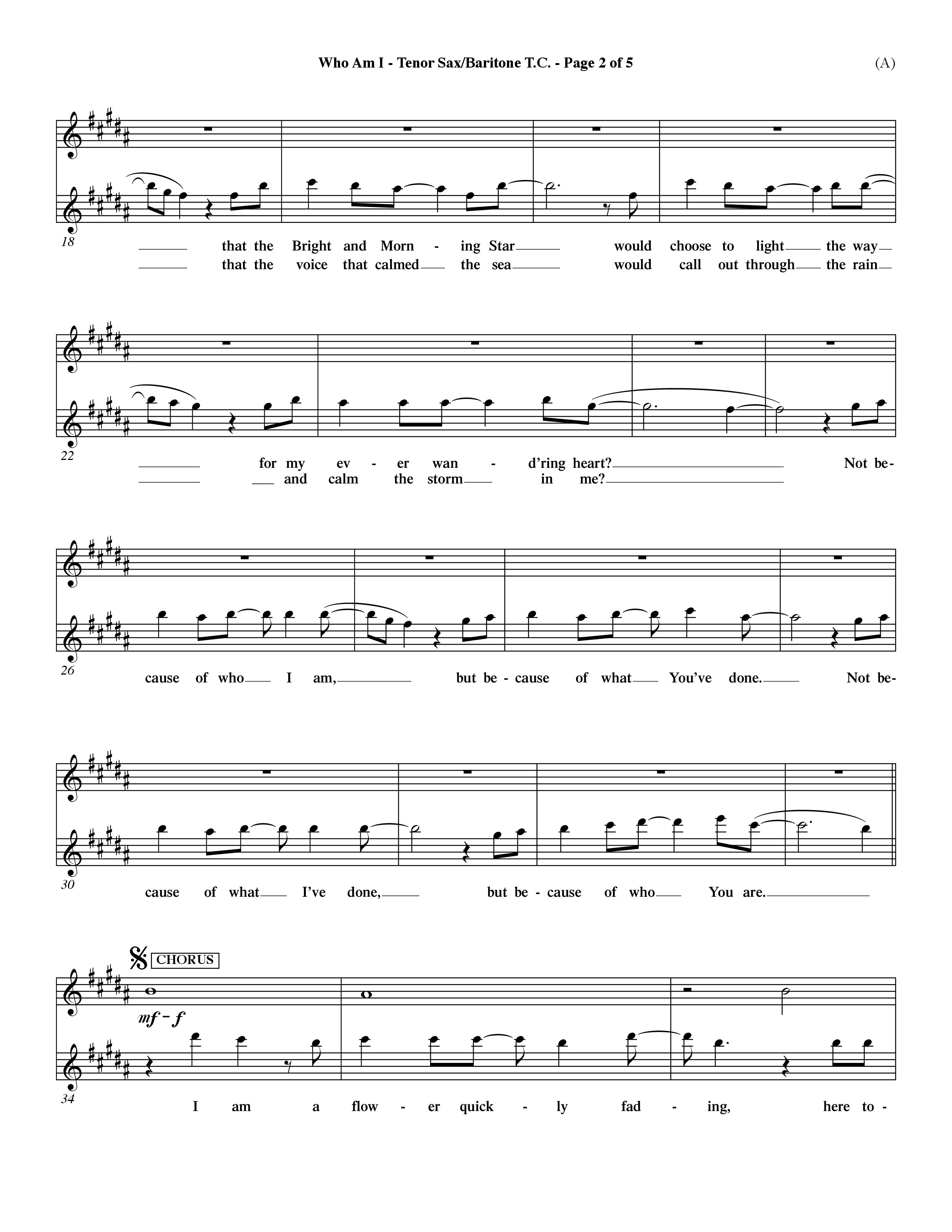 Who Am I (Choral Anthem SATB) Tenor Sax/Baritone T.C. (Word Music Choral / Orch. Dave Williamson)