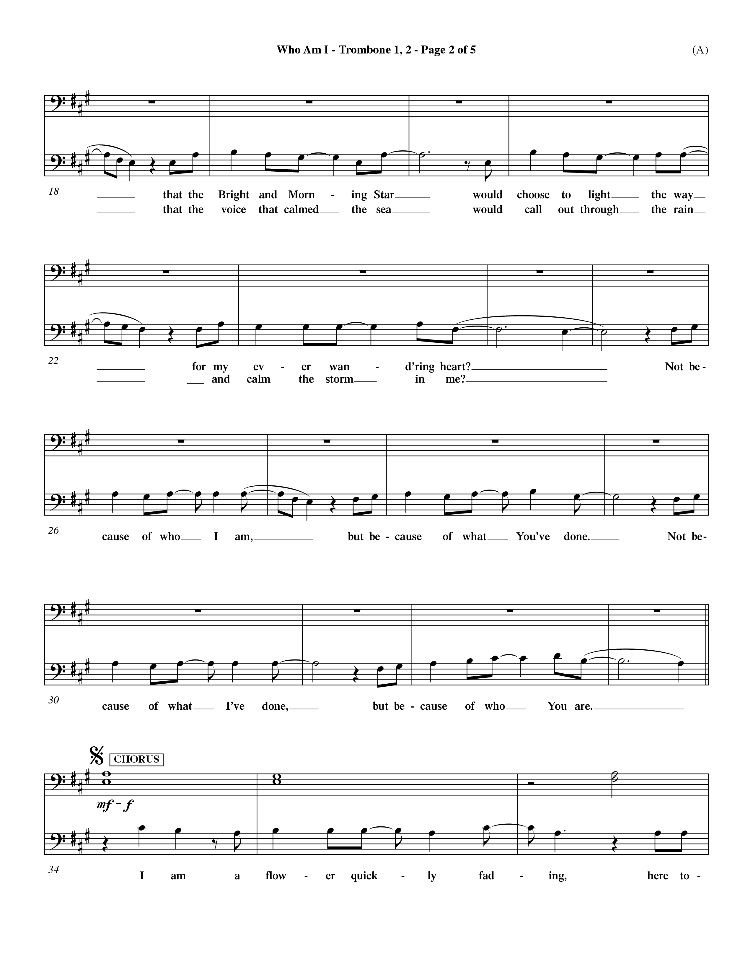 Who Am I (Choral Anthem SATB) Trombone 1/2 (Word Music Choral / Orch. Dave Williamson)