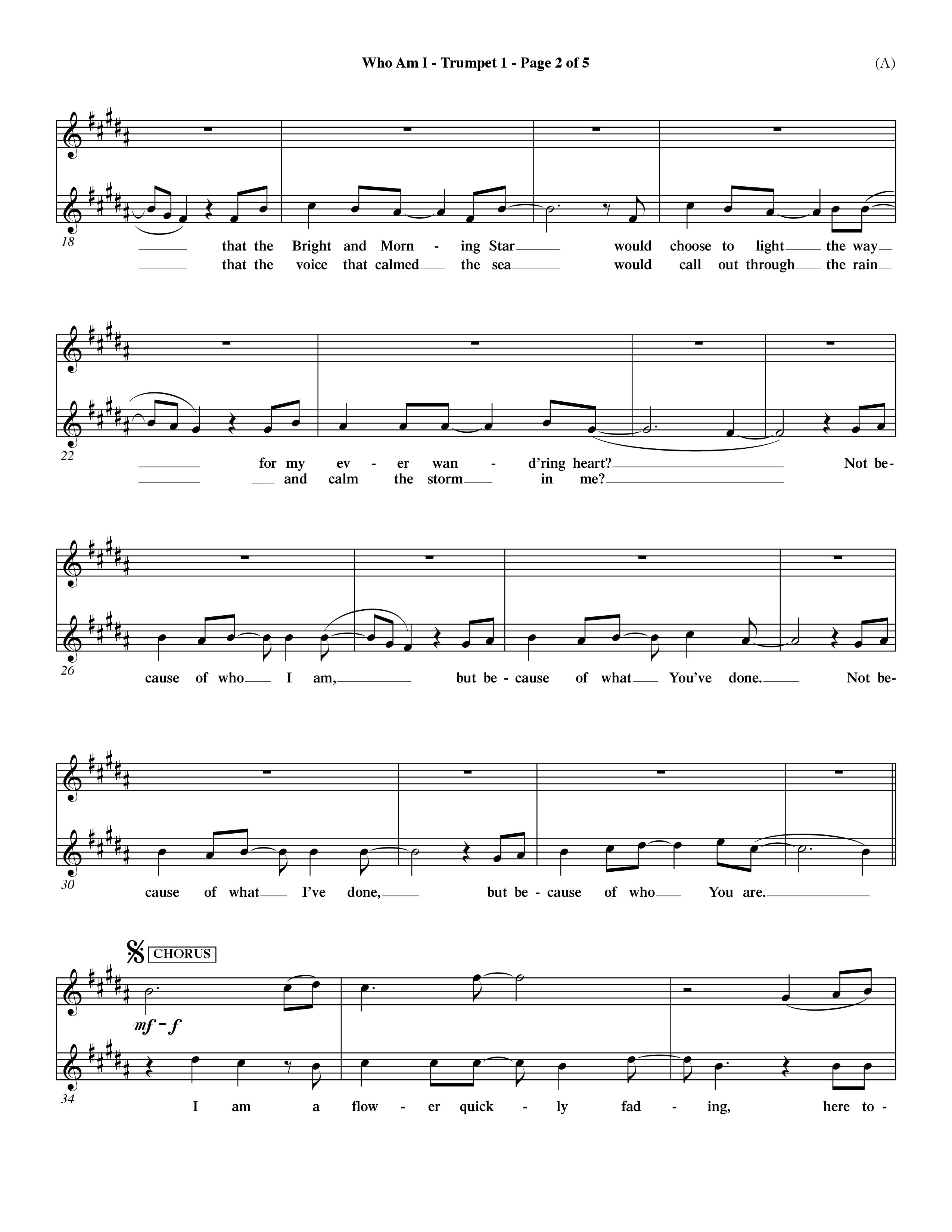 Who Am I (Choral Anthem SATB) Trumpet 1 (Word Music Choral / Orch. Dave Williamson)