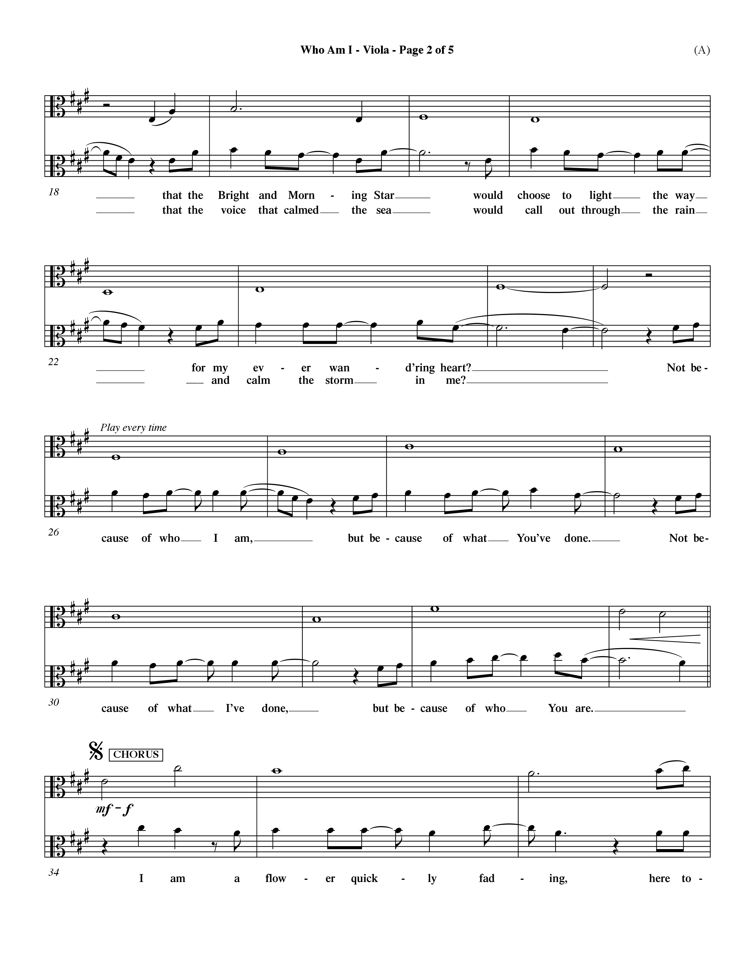 Who Am I (Choral Anthem SATB) Viola (Word Music Choral / Orch. Dave Williamson)