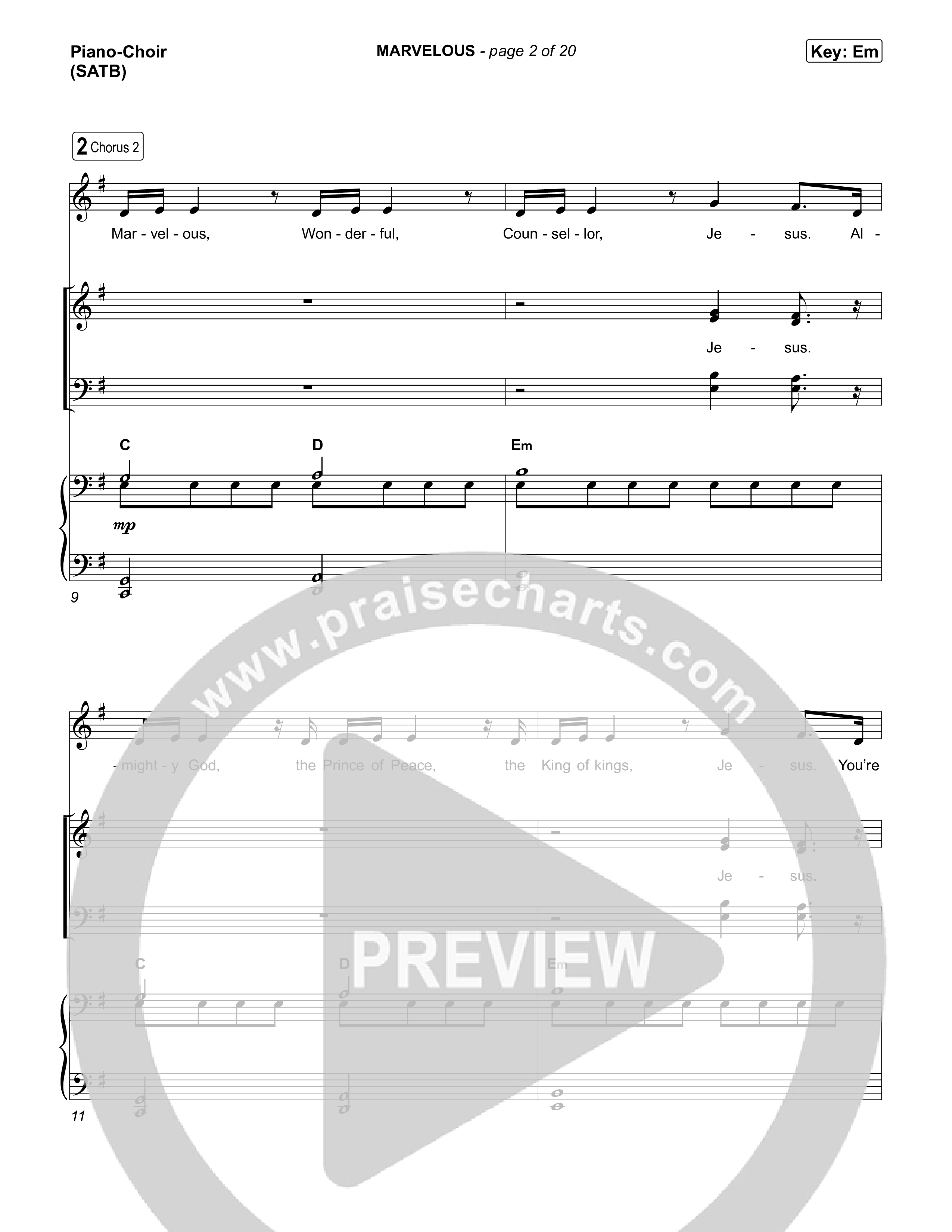 Marvelous Piano/Vocal (SATB) (Mitch Wong)