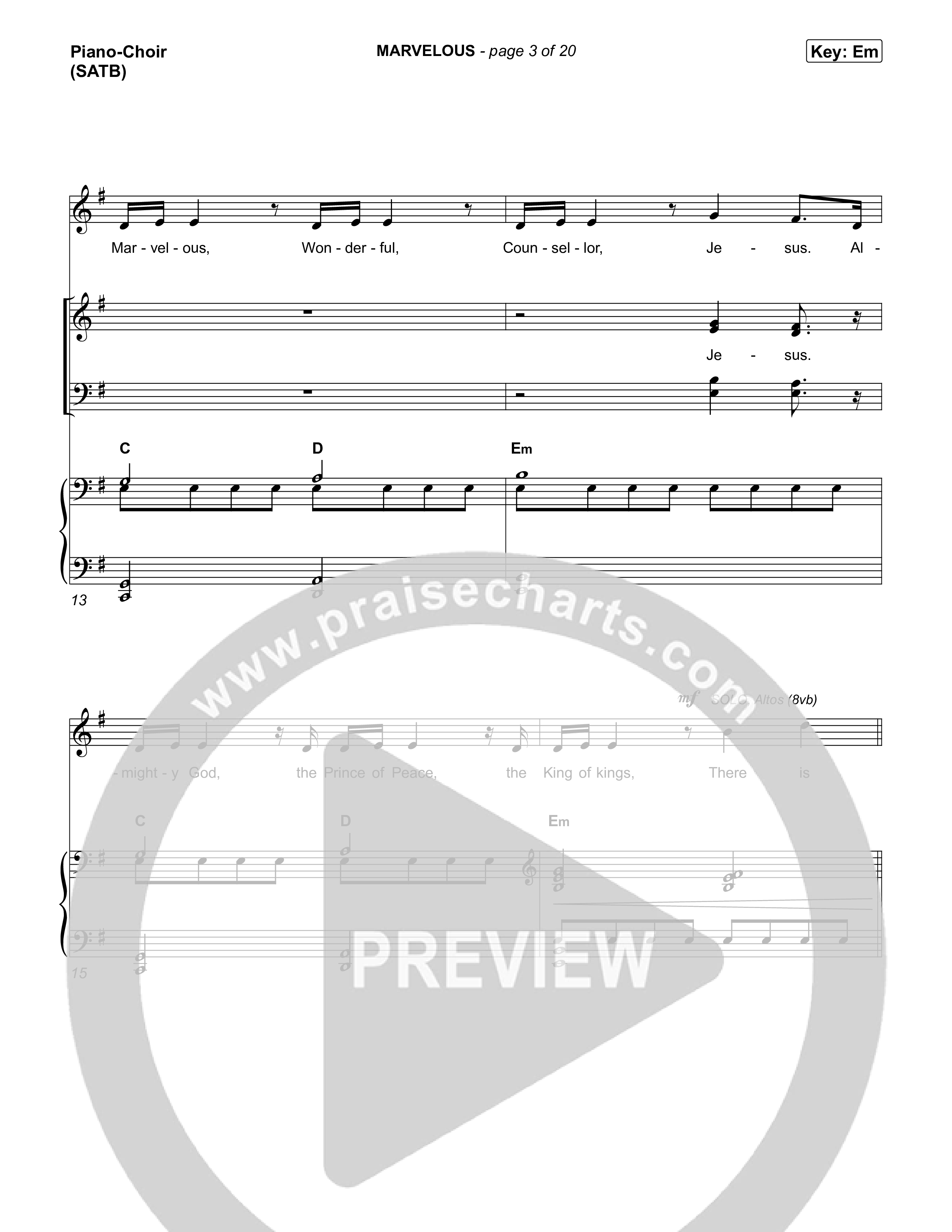 Marvelous Piano/Vocal (SATB) (Mitch Wong)