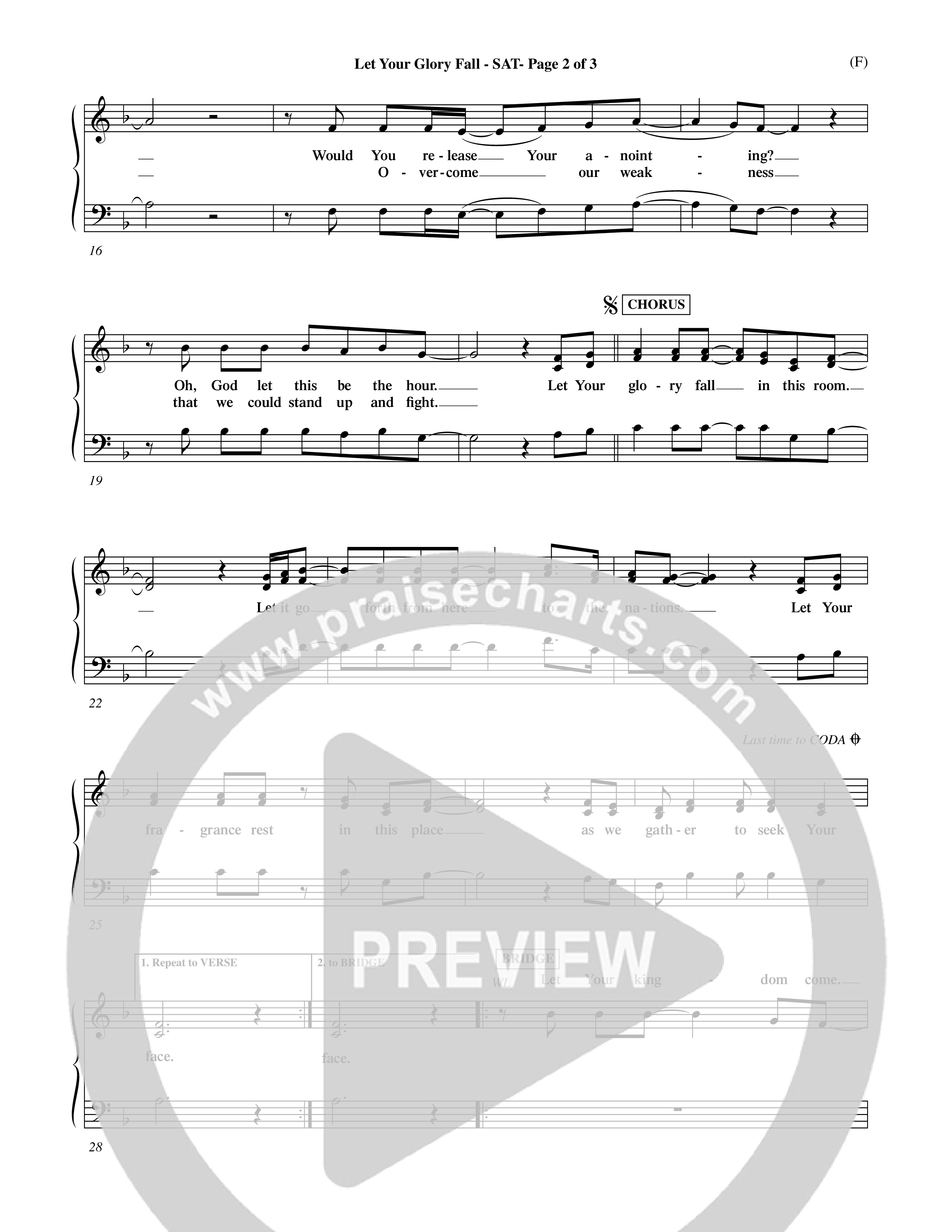 Let Your Glory Fall (Choral Anthem SATB) Lead Sheet (SAT) (Word Music Choral / Orch. David Shipps)