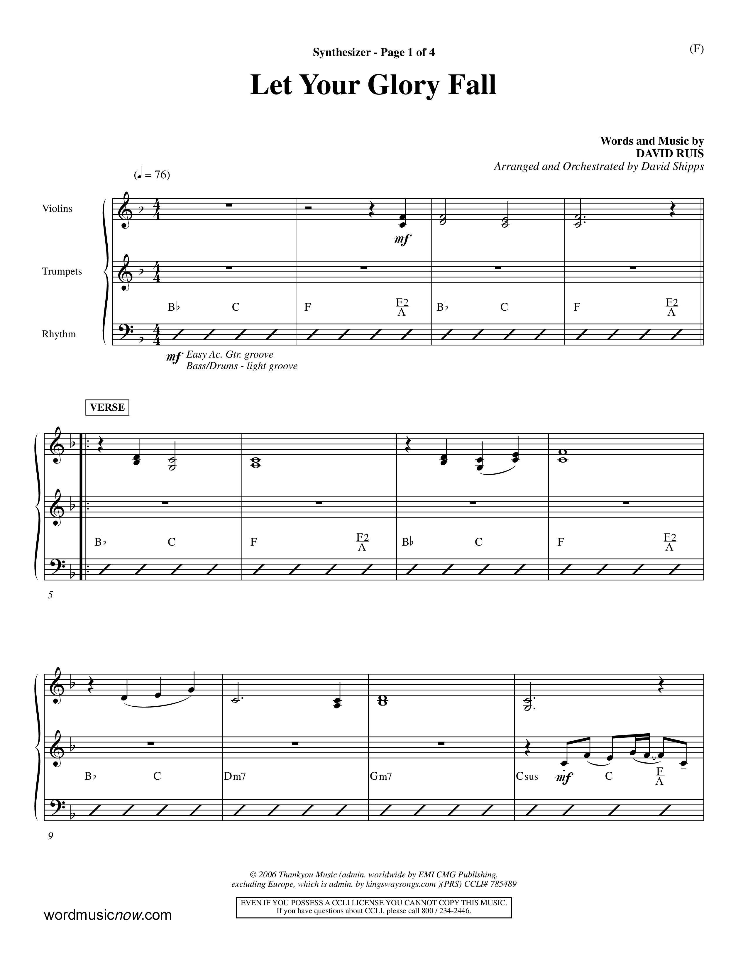 Let Your Glory Fall (Choral Anthem SATB) Synth (Word Music Choral / Orch. David Shipps)