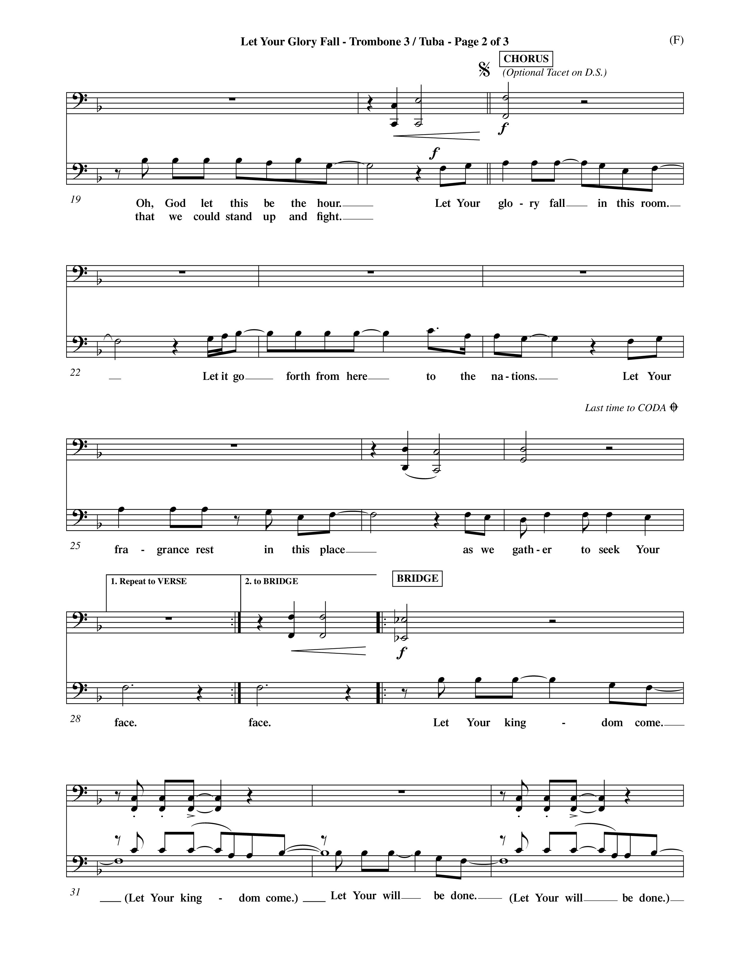 Let Your Glory Fall (Choral Anthem SATB) Trombone 3/Tuba (Word Music Choral / Orch. David Shipps)