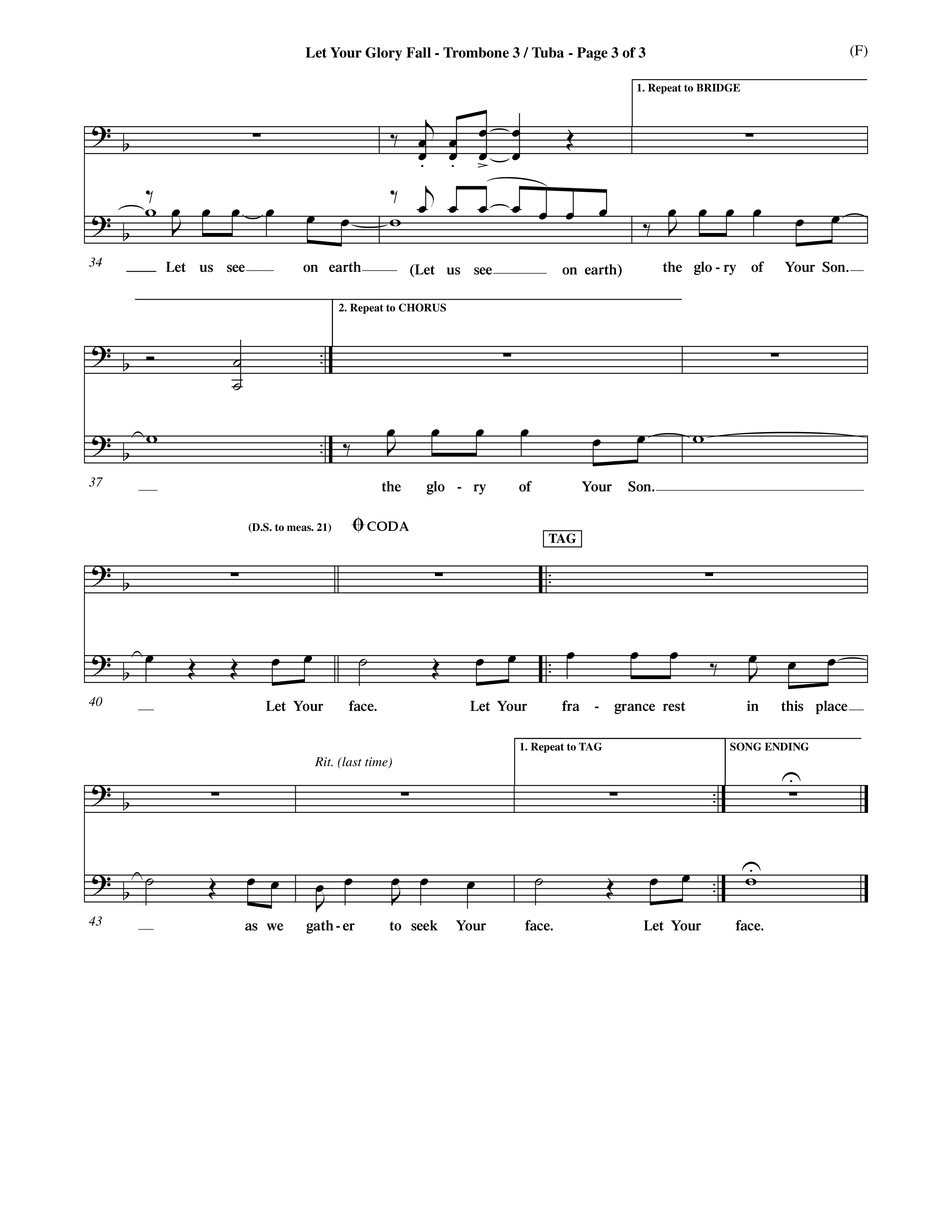 Let Your Glory Fall (Choral Anthem SATB) Trombone 3/Tuba (Word Music Choral / Orch. David Shipps)
