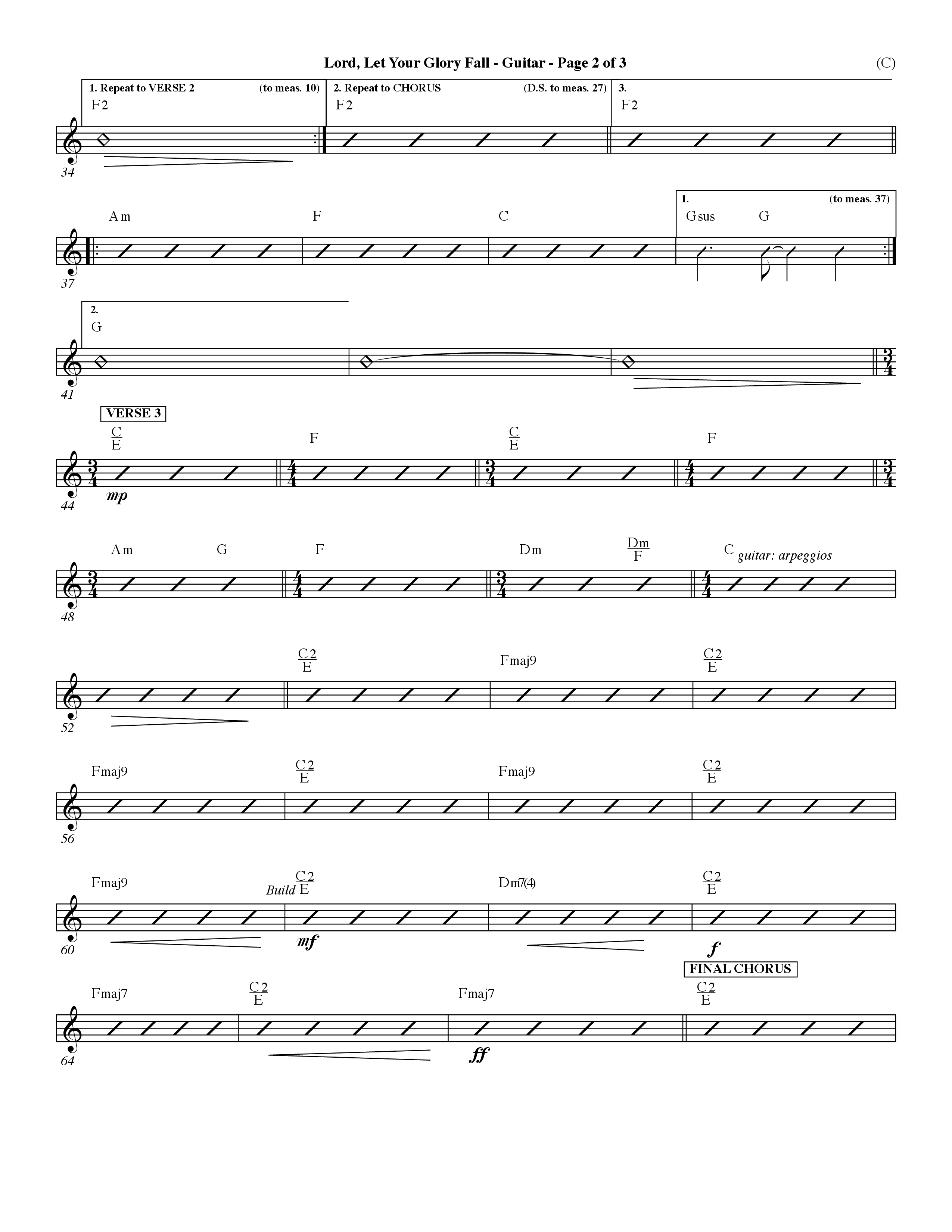 Lord Let Your Glory Fall (Choral Anthem SATB) Acoustic Guitar (Word Music Choral / Orch. Dave Williamson)