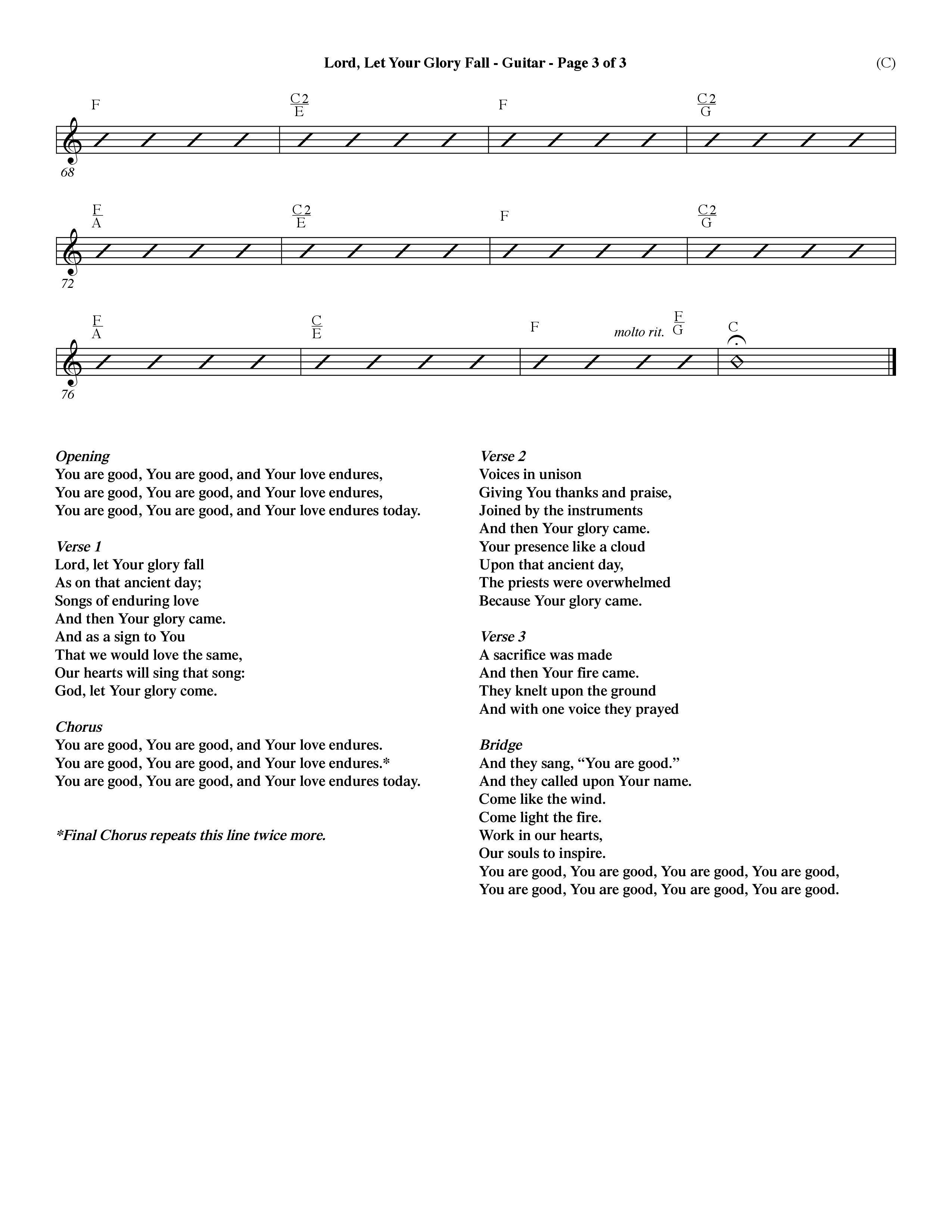 Lord Let Your Glory Fall (Choral Anthem SATB) Acoustic Guitar (Word Music Choral / Orch. Dave Williamson)