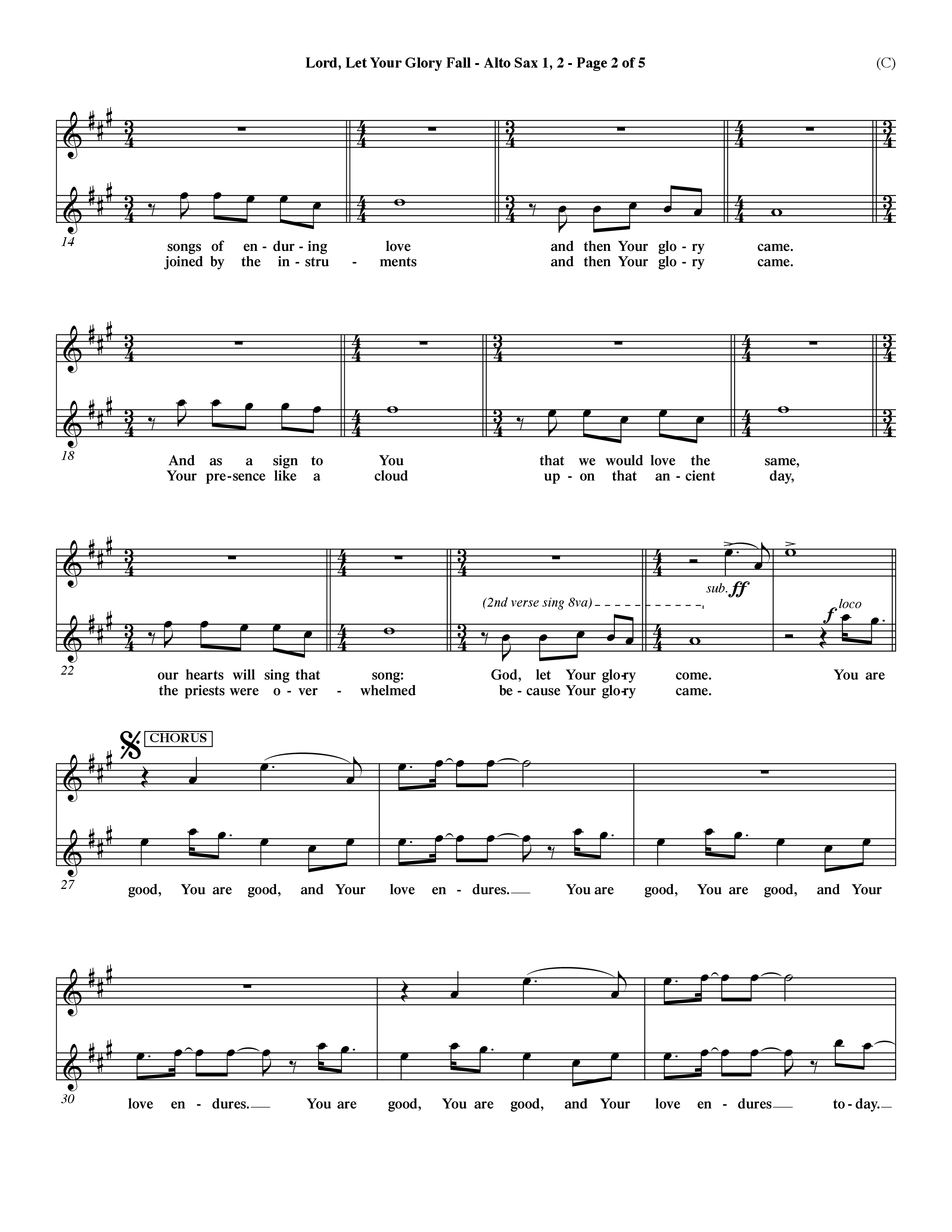 Lord Let Your Glory Fall (Choral Anthem SATB) Alto Sax 1/2 (Word Music Choral / Orch. Dave Williamson)