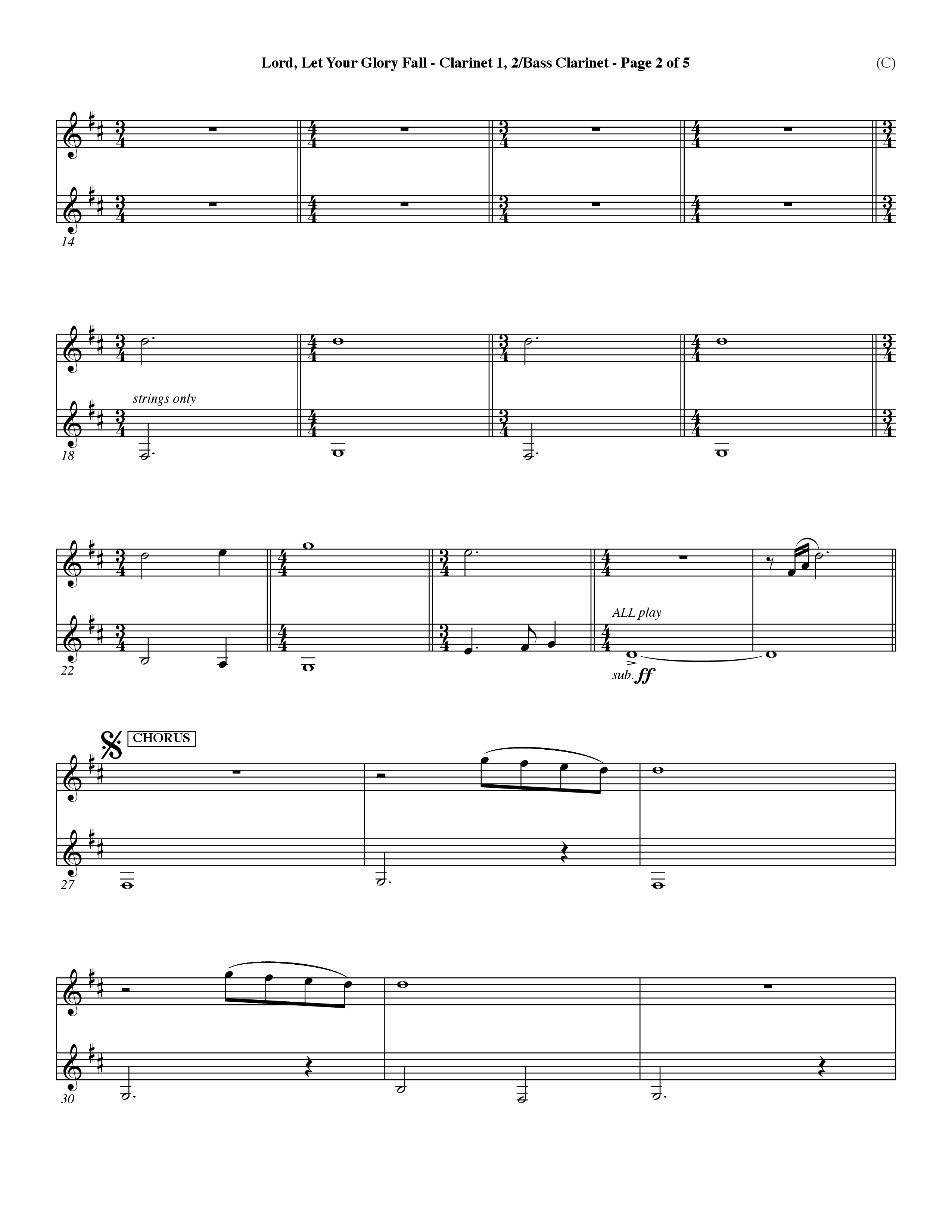 Lord Let Your Glory Fall (Choral Anthem SATB) Clarinet 1/2, Bass Clarinet (Word Music Choral / Orch. Dave Williamson)