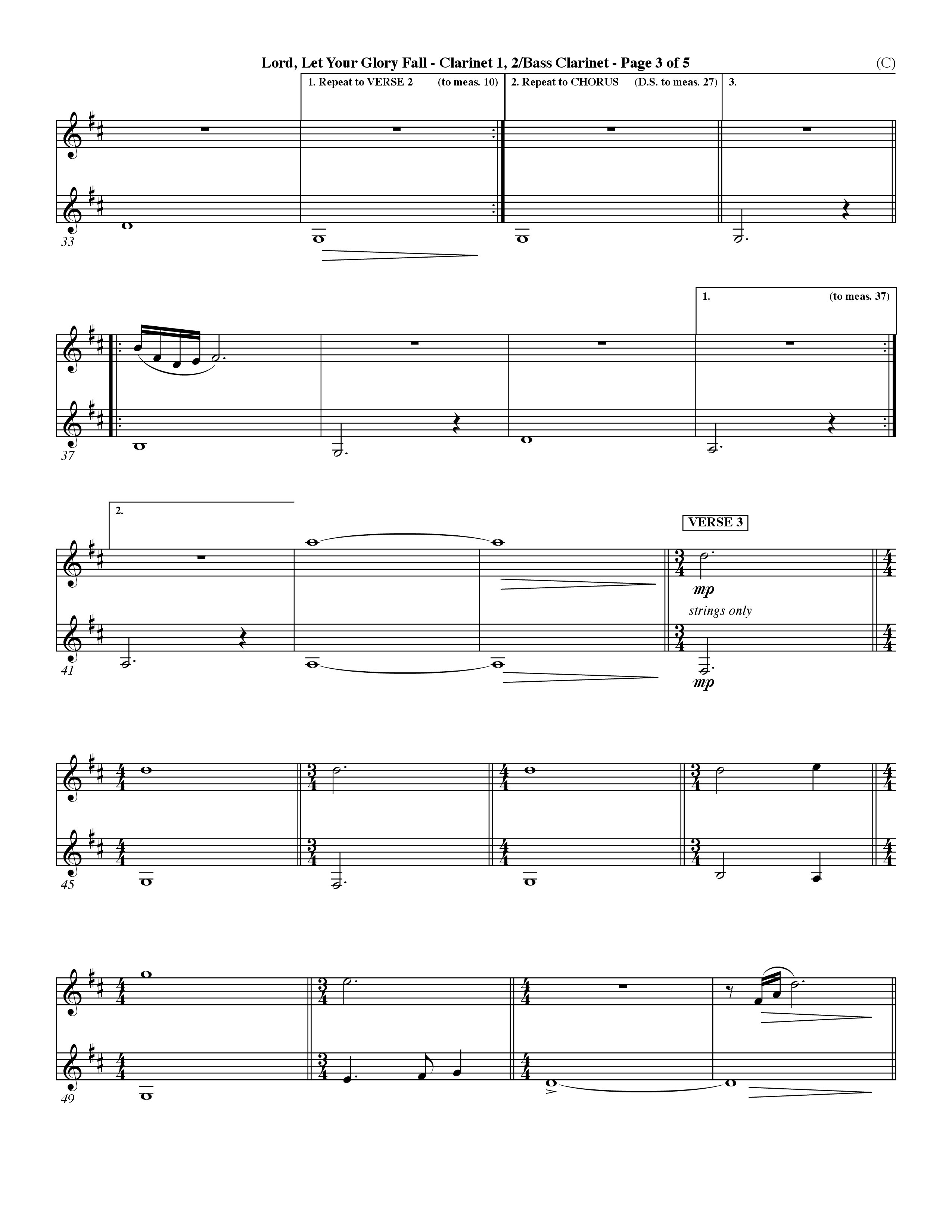 Lord Let Your Glory Fall (Choral Anthem SATB) Clarinet 1/2, Bass Clarinet (Word Music Choral / Orch. Dave Williamson)