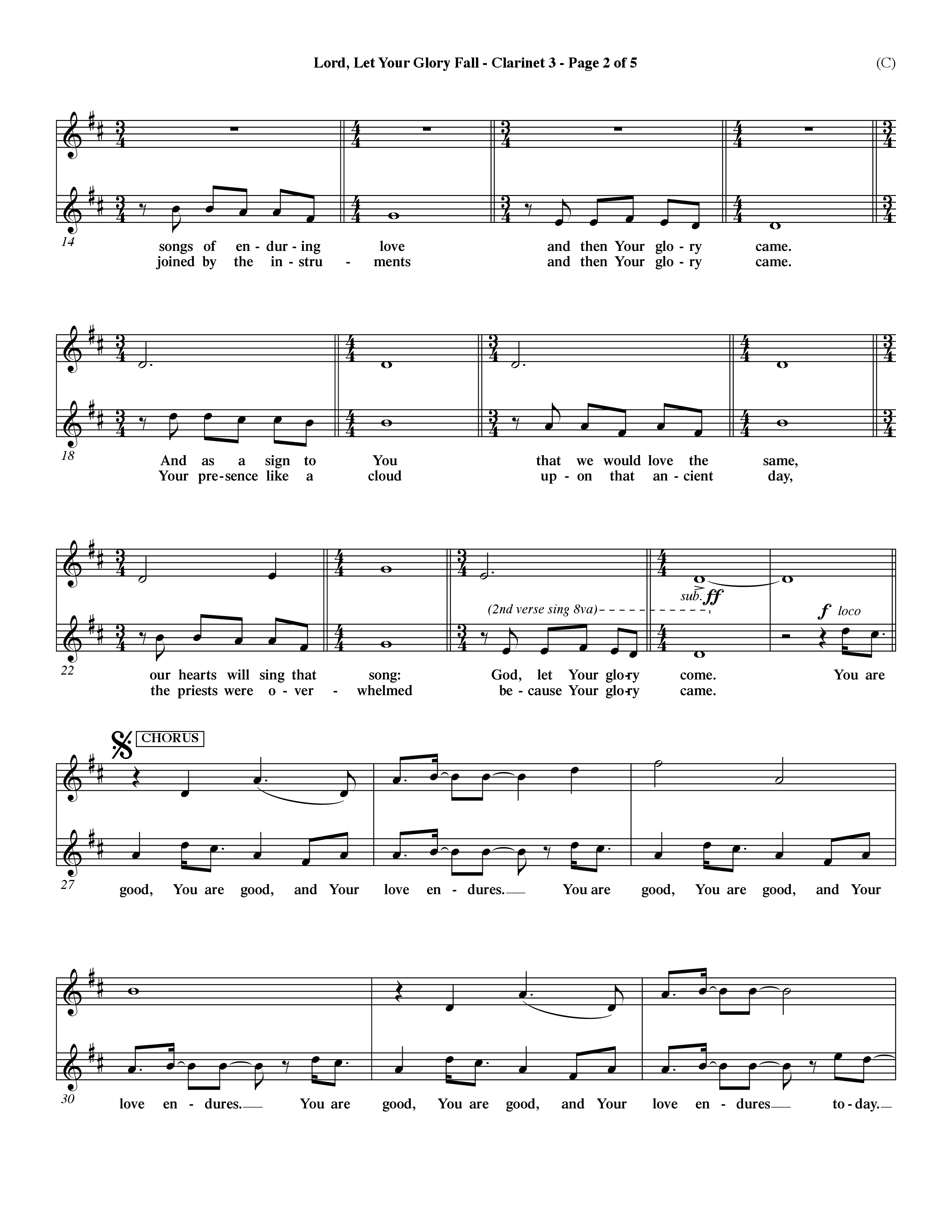 Lord Let Your Glory Fall (Choral Anthem SATB) Clarinet 3 (Word Music Choral / Orch. Dave Williamson)